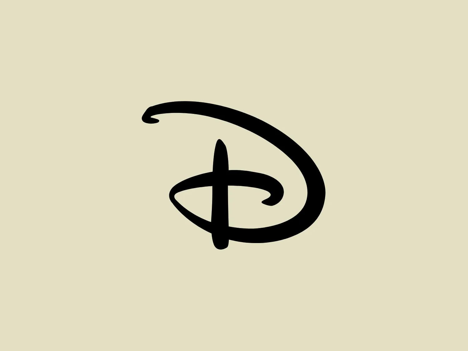 The Walt Disney logo presented is a stylized, abstract design consisting of curving and overlapping black lines. The shapes are organic and flowing, giving the impression of graceful movement or calligraphy. The upper section of the logo resembles a curved hook or a stylized letter 'D,' while the lower section features a loop that intersects with the vertical stroke of the design, possibly representing a lowercase 't.' The overall aesthetic is modern and artistic, with a minimalist approach using only black and whitespace. This design could be associated with luxury, elegance, or the creative arts due to its fluid and simplistic form.
