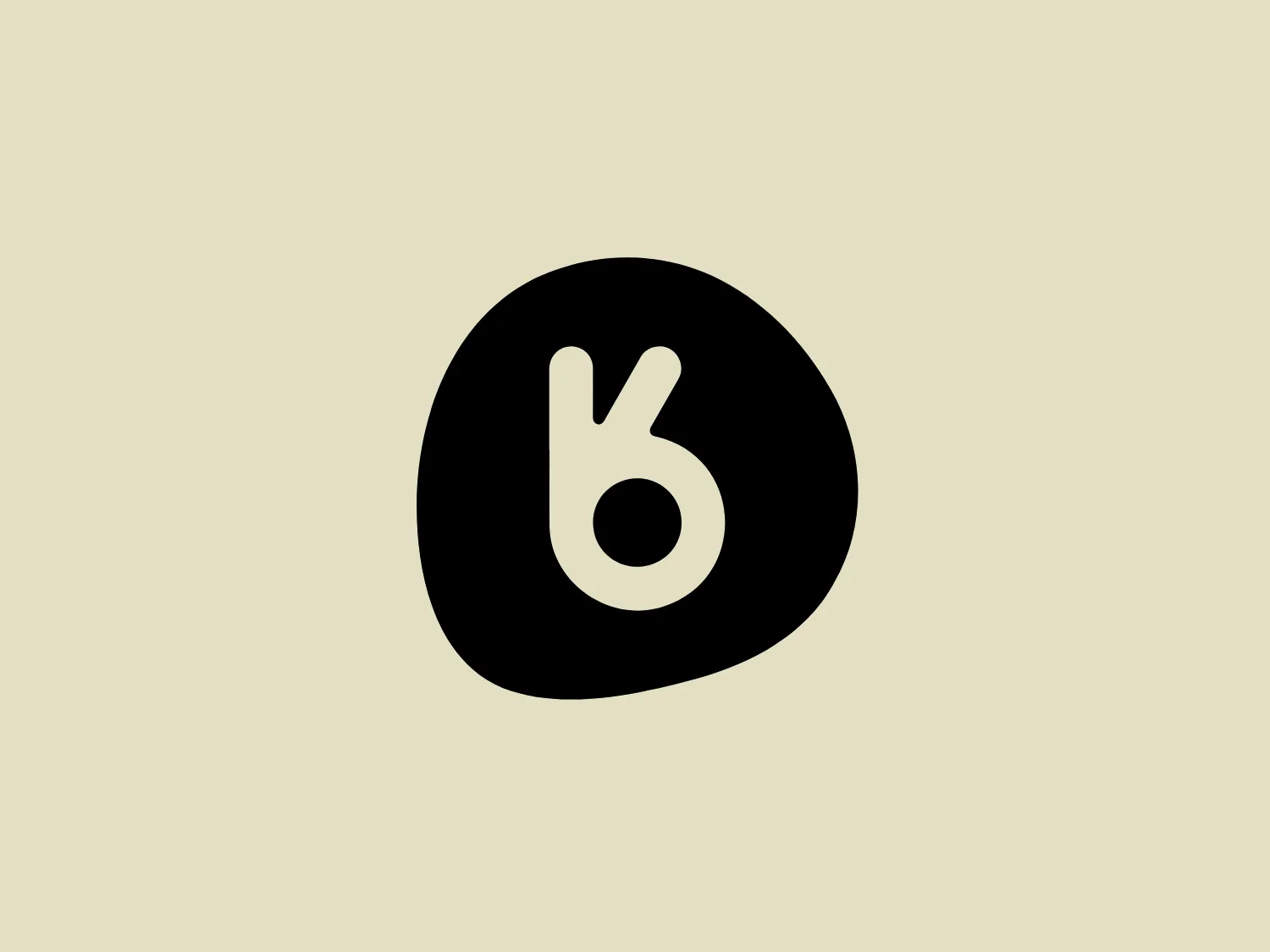 The Buddy logo features a stylized lowercase 'b' with a circular loop at the bottom and an extended line curving down from the top, giving it the appearance of a rabbit's face with one ear flopped down. The font style of the 'b' is modern and rounded, which adds to the playful and approachable nature of the logo. It is primarily black on a white background, making it versatile and easily recognizable. Given the stark black and white contrast in the logo, a softer, neutral background color would complement it without overpowering the simplicity of the design.
