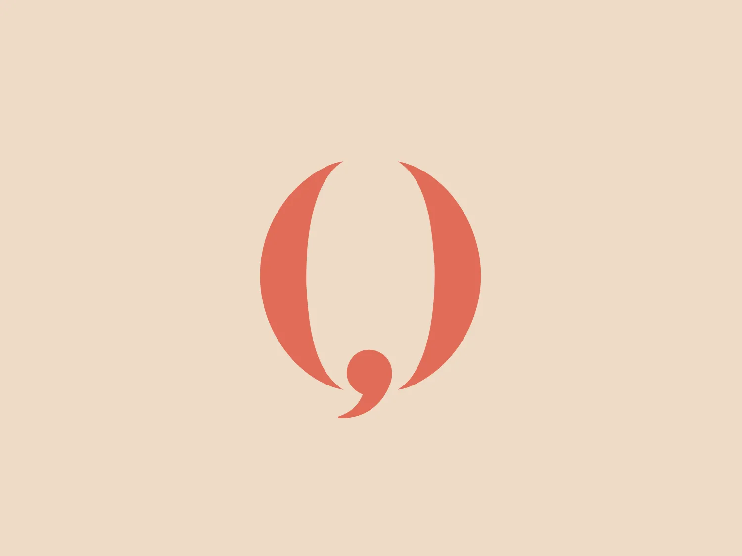 The Meu Q logo showcases a stylized, abstract design resembling an oval or eye shape, formed by two curved elements meeting at points on the top and bottom. The narrowing space between these elements creates a dot or circular tail at the bottom, giving it a distinctive appearance. The logo is presented in a muted shade of coral or salmon pink, exuding a modern and minimalist aesthetic. Its simplicity offers versatile use for different branding applications.