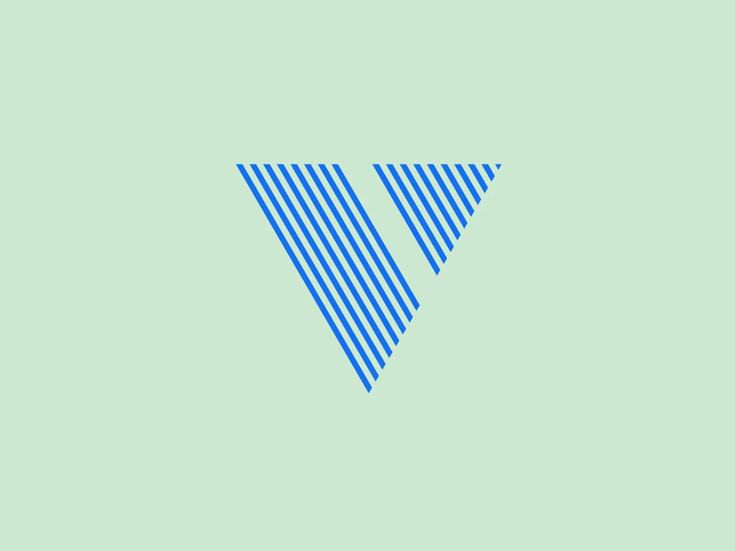 The LGBTQ+ Victory Fund logo features a stylized letter 'V' composed of evenly spaced, horizontal blue stripes against a white background. The 'V' has a bold and graphic look, with the stripes creating a sense of motion and depth. This geometric design implies precision and modernity, with the blue color conveying professionalism and trustworthiness. The clean lines and simplicity of the LGBTQ+ Victory Fund logo give it a versatile and contemporary aesthetic.