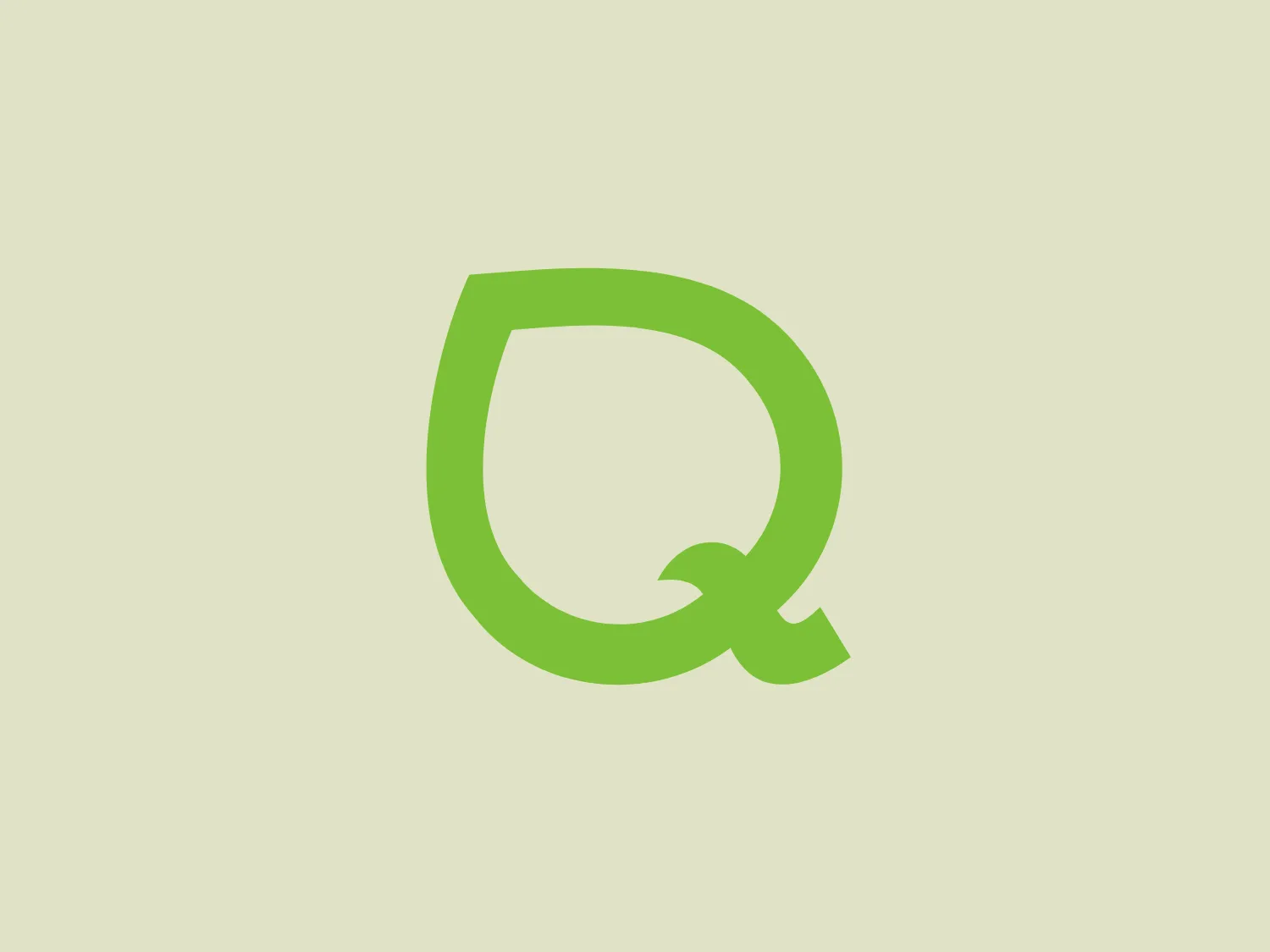 The Q-Factory logo encompasses a stylized letter "Q" with a modern and minimalist design. The bold, connected line forms a smooth and rounded shape, encapsulating openness and continuity, with the tail curling inward for a distinctive touch. Presented in a vibrant shade of green, it suggests growth, freshness, and environmental consciousness. The simplicity and fluidity of the logo reflect a sleek and contemporary brand identity.
