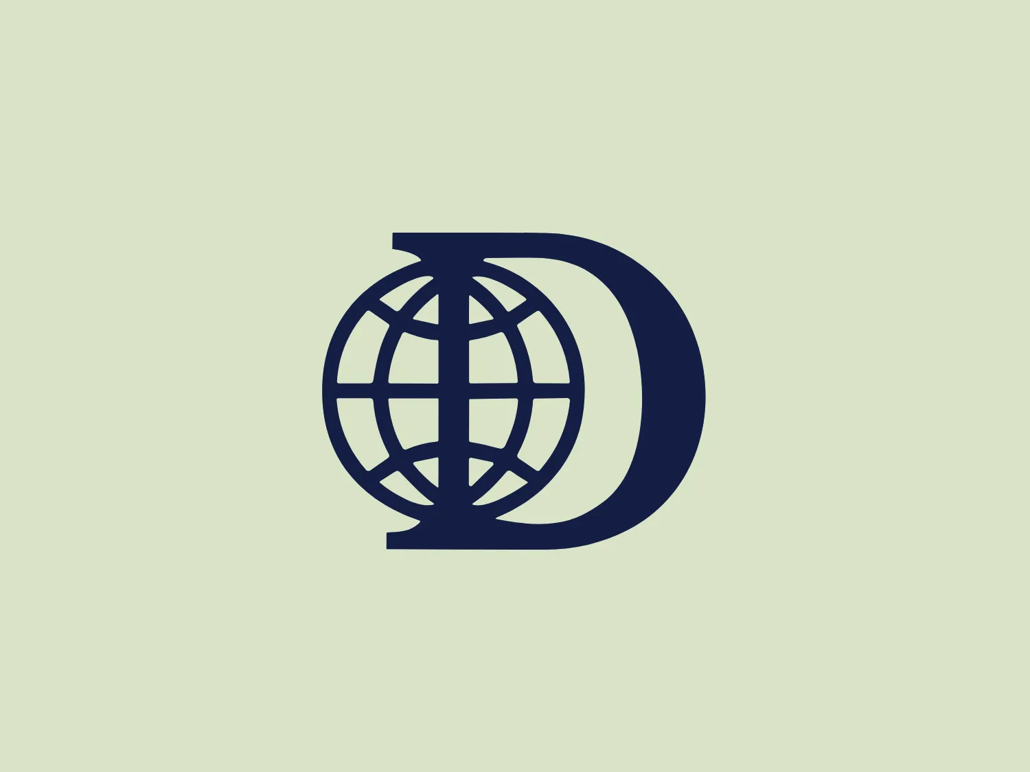 The Dallas International School logo features a bold, dark blue color and combines a stylized letter "D" with a simplistic representation of a globe within its form. The "D" is capitalized and crafted with a thick, sans-serif typeface, emphasizing its solid and reliable presence. The globe is seamlessly incorporated into the letter, with longitudinal and latitudinal lines suggesting the Earth's meridians and parallels. The design aesthetic is modern and clean, with a professional and global appeal. The interplay between the letter and the globe creates a dynamic yet harmonious visual that would be identifiable at various scales.