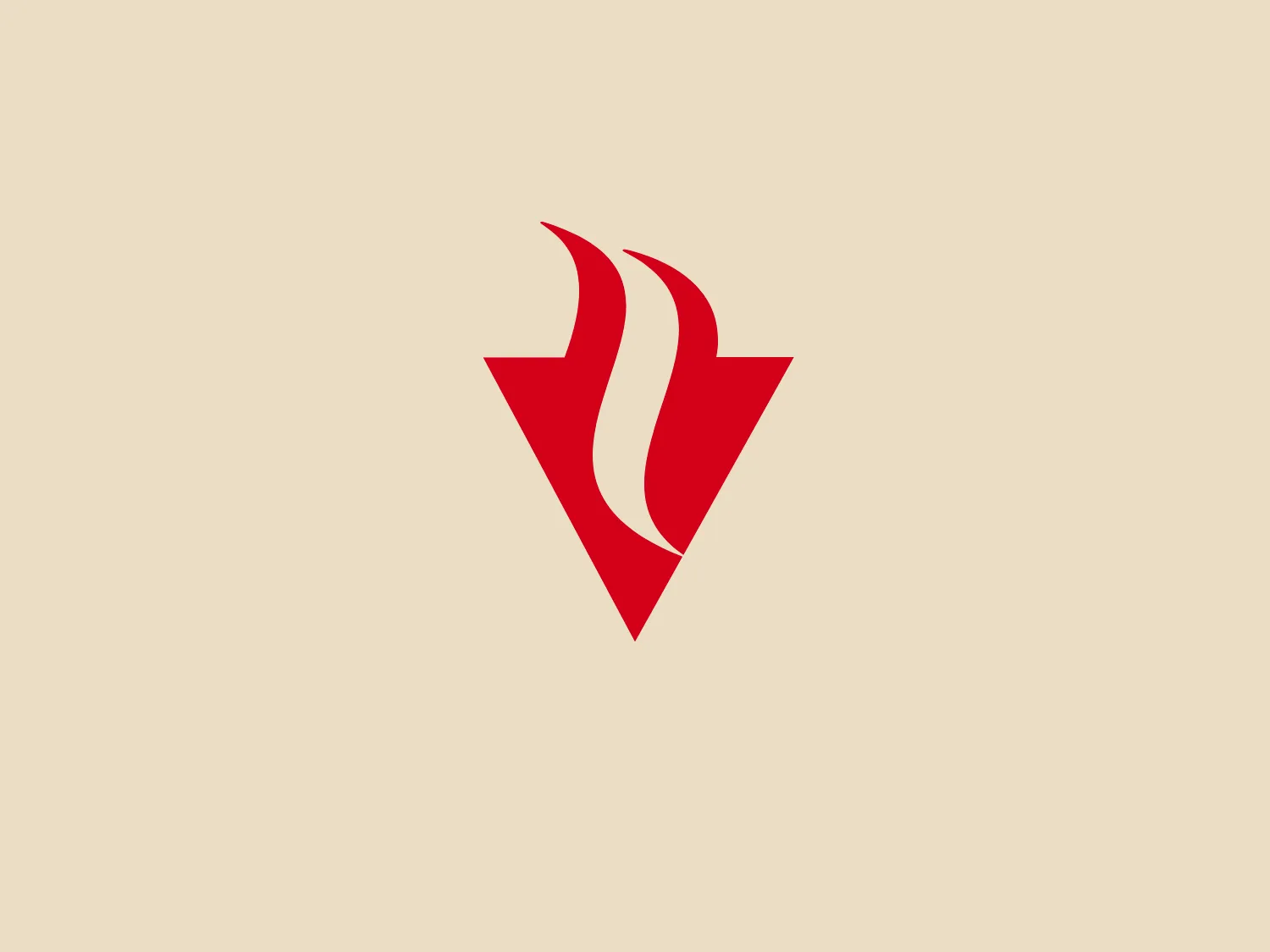 The Vulcano logo features a bold, red motif comprising stylized flames, or perhaps leaves, designed to symbolize motion, passion, or growth. The flames/leaves are smoothly curved with pointed tips, suggesting a dynamic and modern aesthetic. They are set within or against a downward-pointing red triangle, providing a strong contrast to the curves of the flames/leaves. This contributes to an overall sense of stability and grounding, while the triangular shape might also be interpreted as an arrow, symbolizing direction or progress. The vivid red color suggests energy, and the minimalist design ensures that the logo is versatile and easily recognizable.