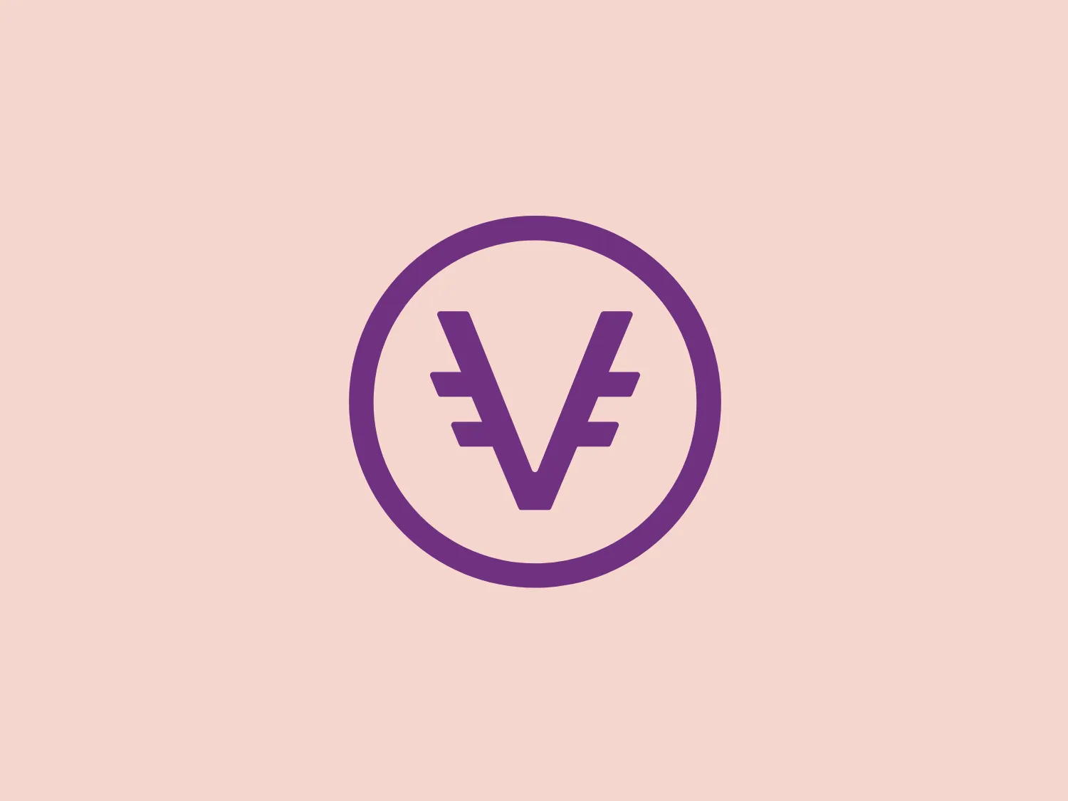 The Vee Beneficios logo features a bold, violet "V" enclosed within a lighter purple circle. The "V" has serifs and is styled with a break in the lines, creating dynamics and a stencil-like effect. The sharp angles of the "V" contrast with the soft, circular boundary, combining modernity with a subtle, approachable feel. The color contrast between the violet and lighter purple indicates depth and vibrancy, suggesting creativity and innovation.