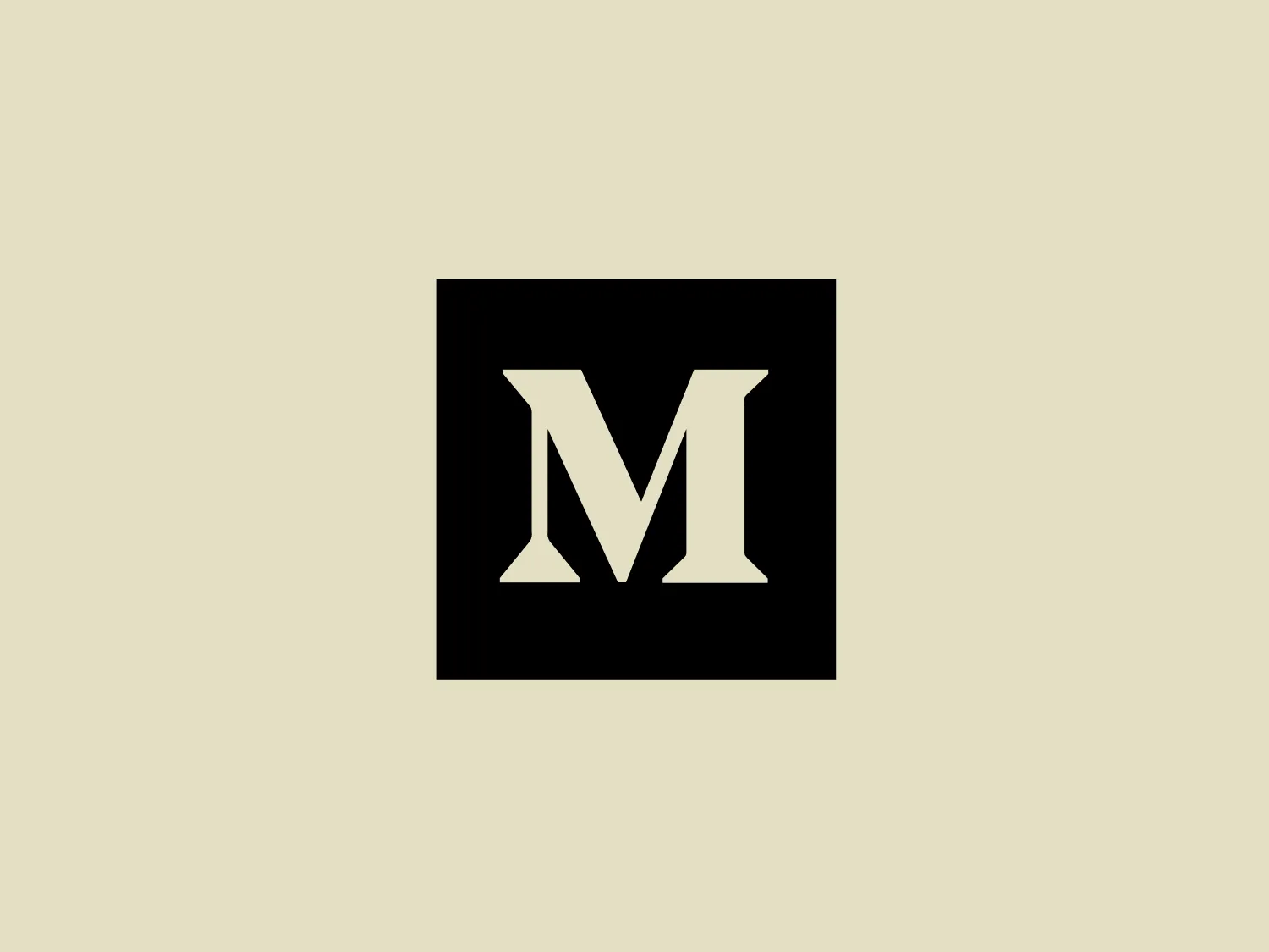 The Medium logo features a bold and imposing capital "M" centered within a perfect square. The "M" is stylized in a classic serif font, conveying a sense of authority and tradition. The strong vertical lines of the "M" are balanced by the serifed ends, adding to the logo's sense of stability and formality. This logo utilizes a striking contrast with the letter "M" in a bright white, set against a deep and pure black background of the square, making the letter stand out prominently. The simplicity of the design, combined with the high contrast, imparts a timeless and versatile aesthetic appropriate for a variety of contexts.