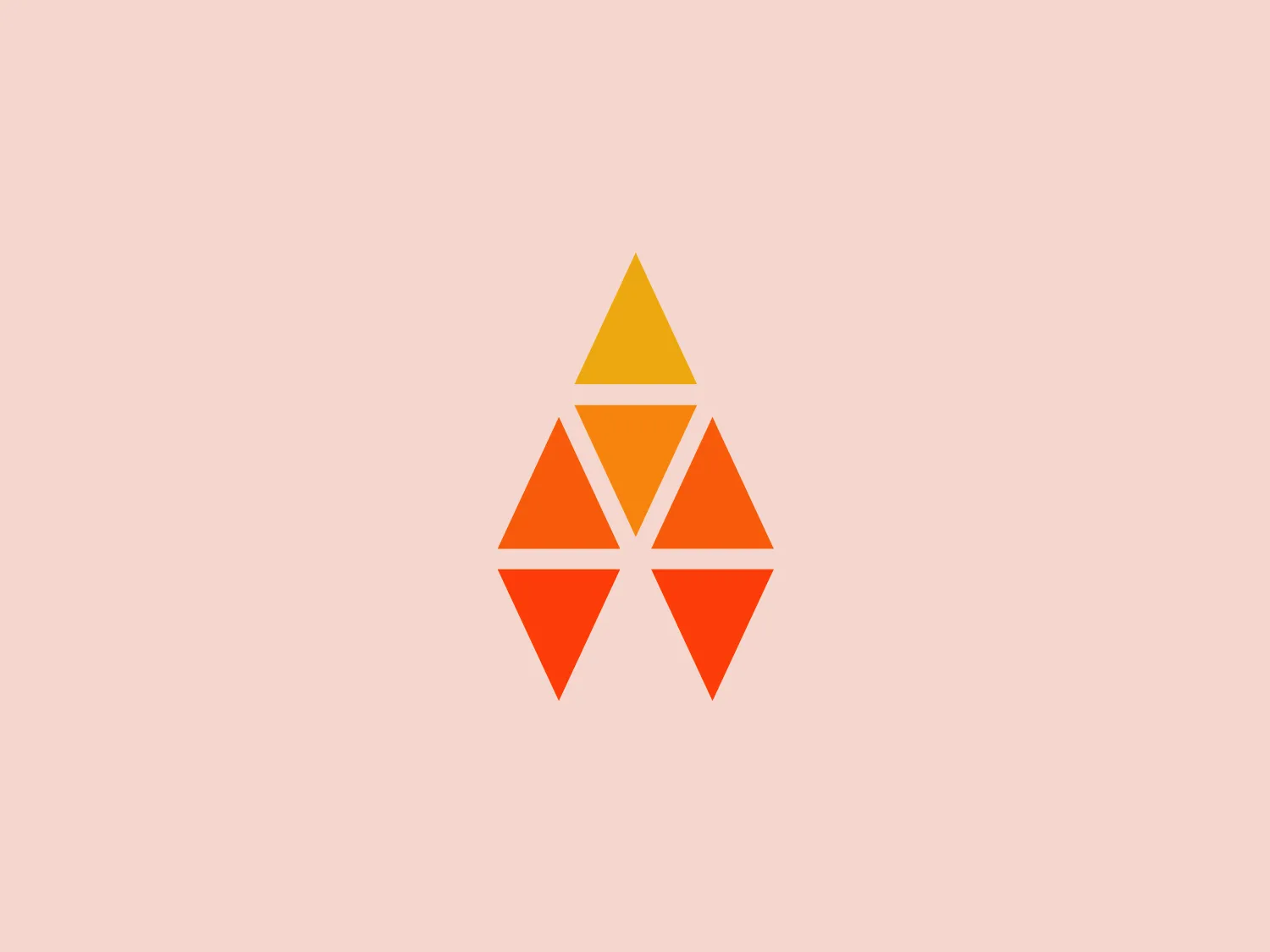 The image showcases Askott Entertainment's geometric logo composed of four separate triangles that create a unified emblem. The top triangle is colored in a warm yellow (with a gradient effect towards orange), while the three triangles below feature shades of orange, arranged from lighter to darker from left to right. This color gradient creates a sense of depth and a 3D effect. The overall design is simple, modern, and clean, with a sharp angular aesthetic that suggests dynamics and energy. The triangles are arranged to form a larger, abstract diamond-like shape, possibly referencing precision or value.