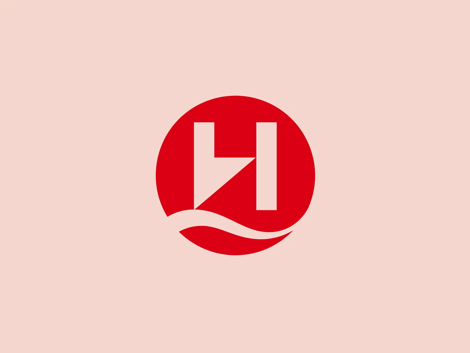The Hurtigruten logo showcases a bold, uppercase 'H' centered on a solid red circular background. The white letter creates sharp contrast against the red, while a white wave-like shape flows organically from left to right below the 'H', adding a sense of motion and fluidity to the otherwise geometric design. The font of the 'H' appears modern and sans-serif, with even line weight throughout, resulting in a clean, professional, and easily recognizable aesthetic.