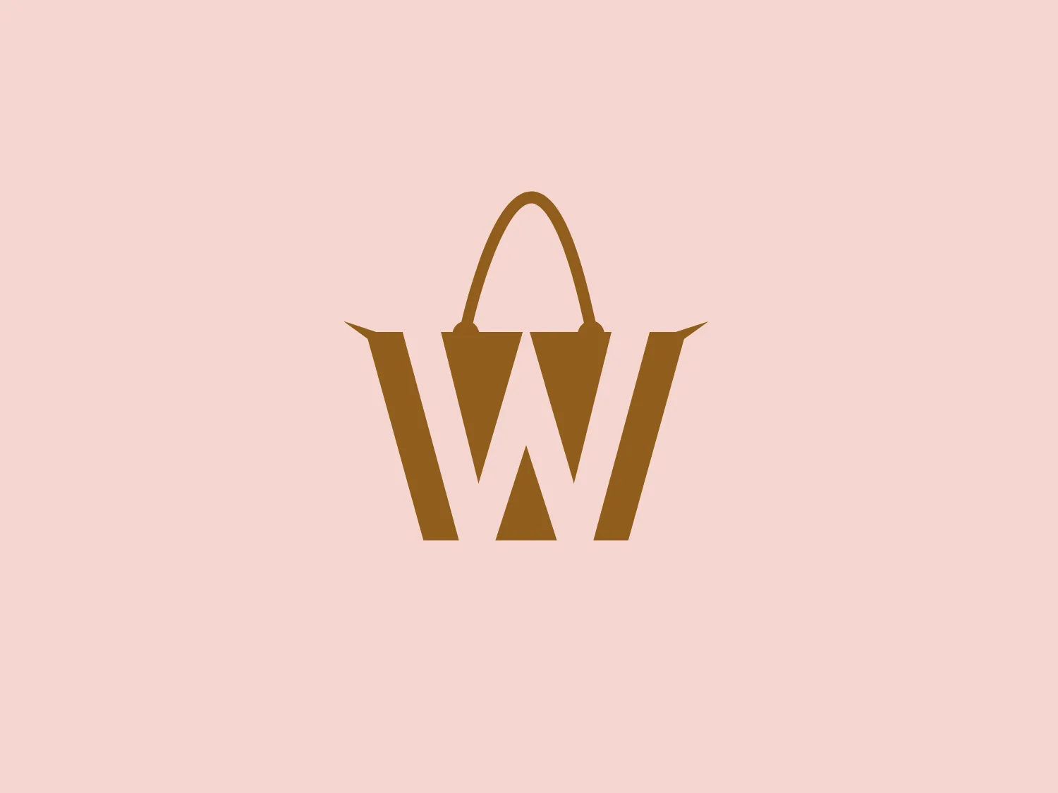 The Weekendtas logo features a stylized representation of a shopping bag combined with the letter "W." The primary shape resembles a tote bag with its open top corners flared outwards, simulating the look of a bag that might be filled with items. The handles of the bag arch gracefully above the opening, while the body of the bag forms the letter "W" in a bold serif font. The color of the logo is a solid, earthy gold, giving it a luxurious and upscale feel. The design is minimalistic and modern, with a clear focus on symmetry and the clever integration of the bag shape with the letter.
