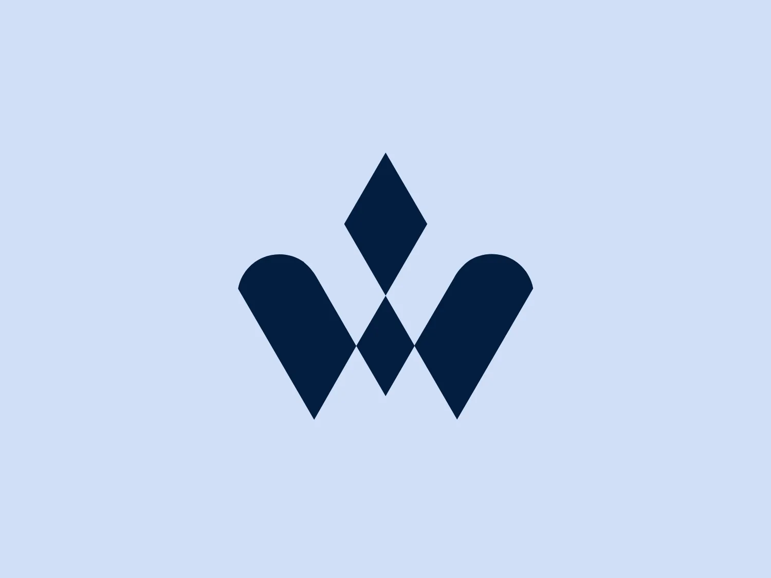 The Walbusch logo features a stylized, abstract design that resembles a combination of the letter 'W' and a crown or tiara. Composed of a singular, dark blue color with three main components, the elements create a sense of harmony and togetherness. The design has a minimalistic and modern feel, with an emphasis on symmetry and clean lines.
