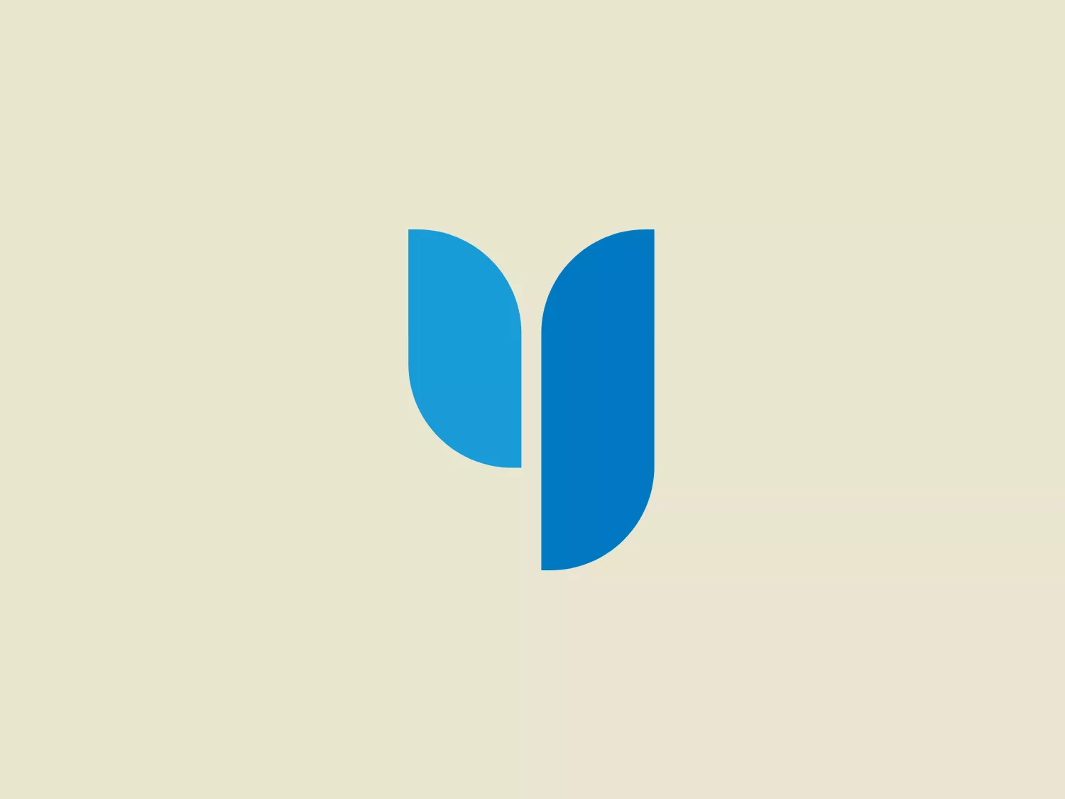The York Region Transit logo is a minimalistic design featuring two symmetrical shapes that mirror each other, resembling a stylized letter "N" or an abstract representation of a butterfly. The design aesthetic is modern and simple, with clean lines and curves. It utilizes a single color, a vibrant and deep shade of blue. There is a sense of openness and dynamic movement in the logo due to the space between the two shapes, making it versatile and easily adaptable for various branding purposes.