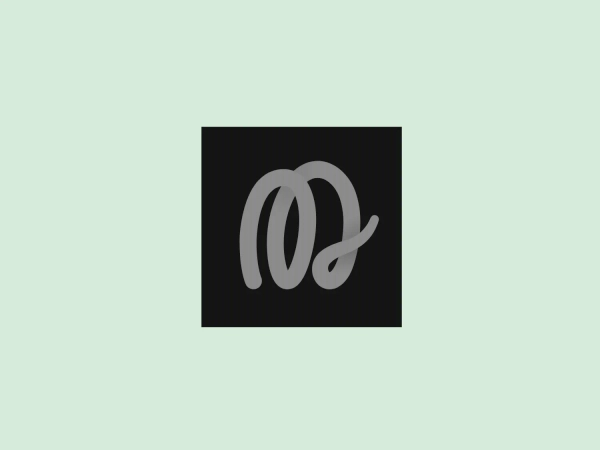 What catches our eye is the elegant intertwined monogram design, creating a premium and artistic brand aesthetic for the Mammoth App logo.