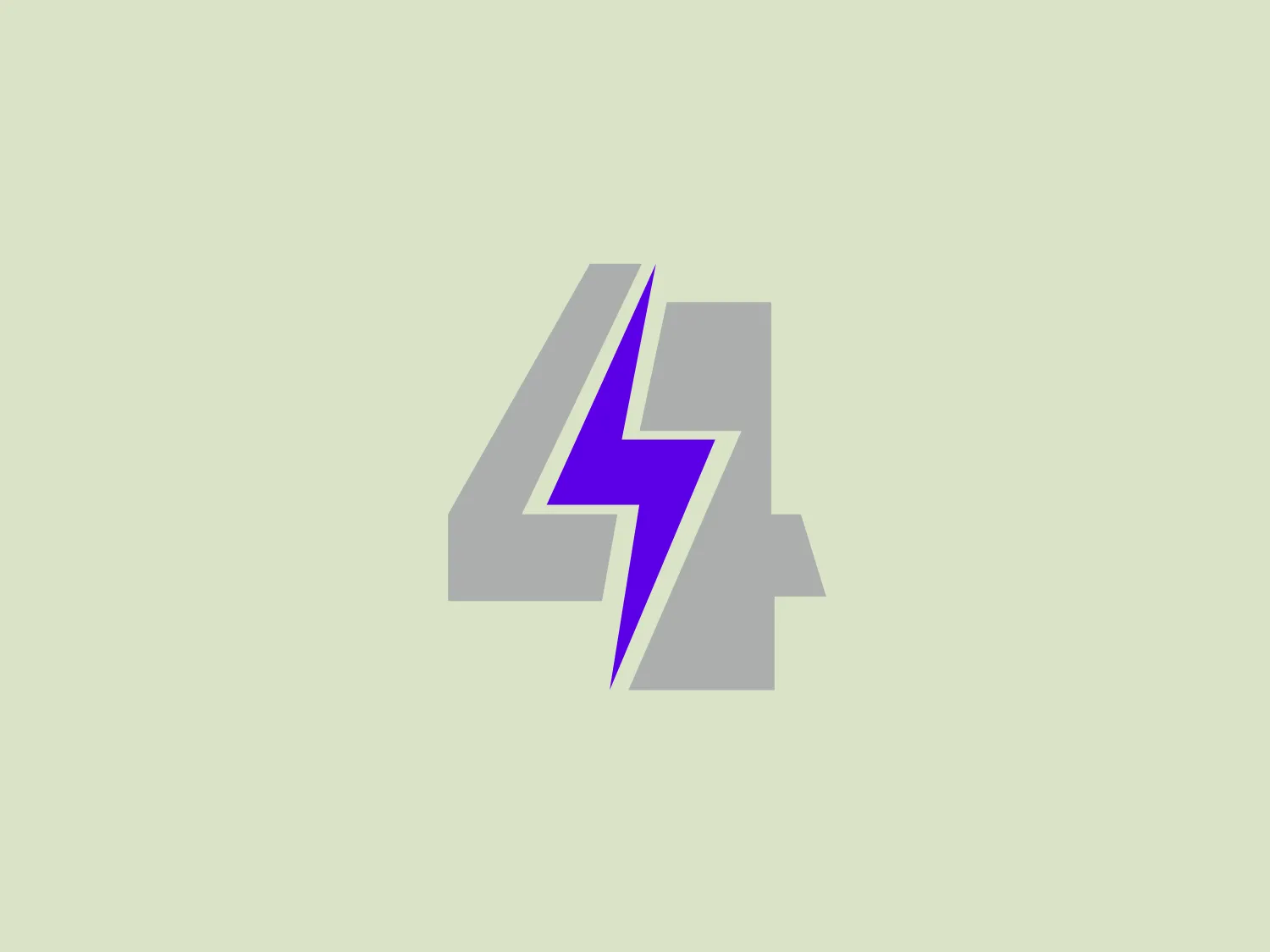 The logo for Sats 4 AI showcases a bold, sans-serif number "4" with sharp angles and geometric shapes for a dynamic and modern look. The main body of the "4" is in a muted gray color, exuding a sleek and professional appearance. A vibrant purple lightning bolt cuts through the "4," adding a pop of color and suggesting energy, power, or speed. This element injects excitement and forward-thinking innovation into the logo's design. On a light background, the purple stands out, complementing the overall modern and energetic aesthetic.