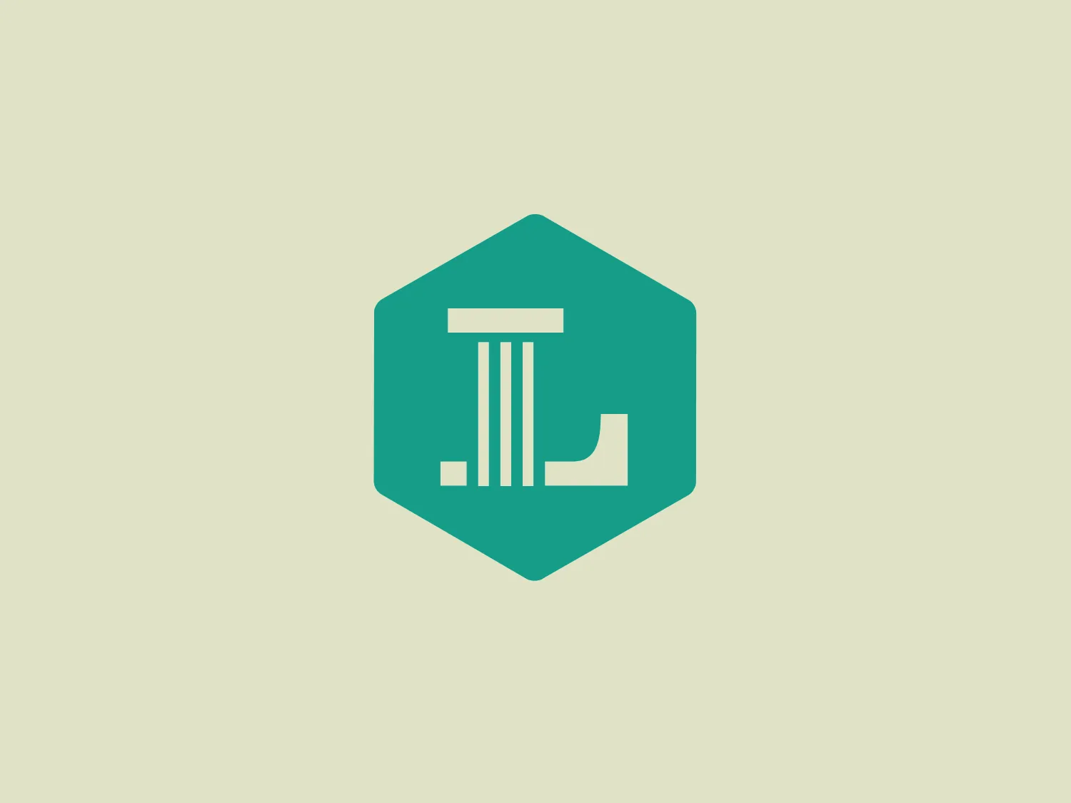 The business logo for Lincoln Learning Solutions presents a stylized monogram inside a hexagon with rounded corners. The monogram consists of bold, vertical lines forming the letter "I" on the left and a horizontal thicker shape that could represent the letter "L" on the right, possibly conveying a modern and minimalistic interpretation of two separated letters. The entire design is unified by its simplicity and uses a single shade of turquoise, which offers a fresh and contemporary feel. The hexagonal boundary adds a touch of geometric stability to the overall design.