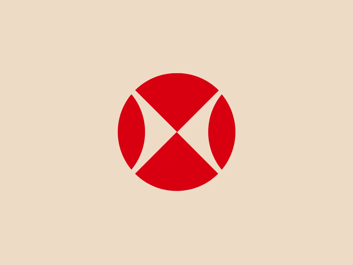 The Hakro logo presents a bold red stylized "X" or cross shape superimposed over a solid white circle. The "X" consists of four boomerang-like shapes that touch the circle's edge, creating negative space in between that forms the "X." The tips of each part of the "X" curve inward slightly, giving a dynamic and modern feel to the design. The use of contrast between the red and white makes the logo pop and enhances its visibility. The design aesthetic is minimalist, with a strong emphasis on geometric shapes and clean lines, exuding a sense of simplicity and directness.