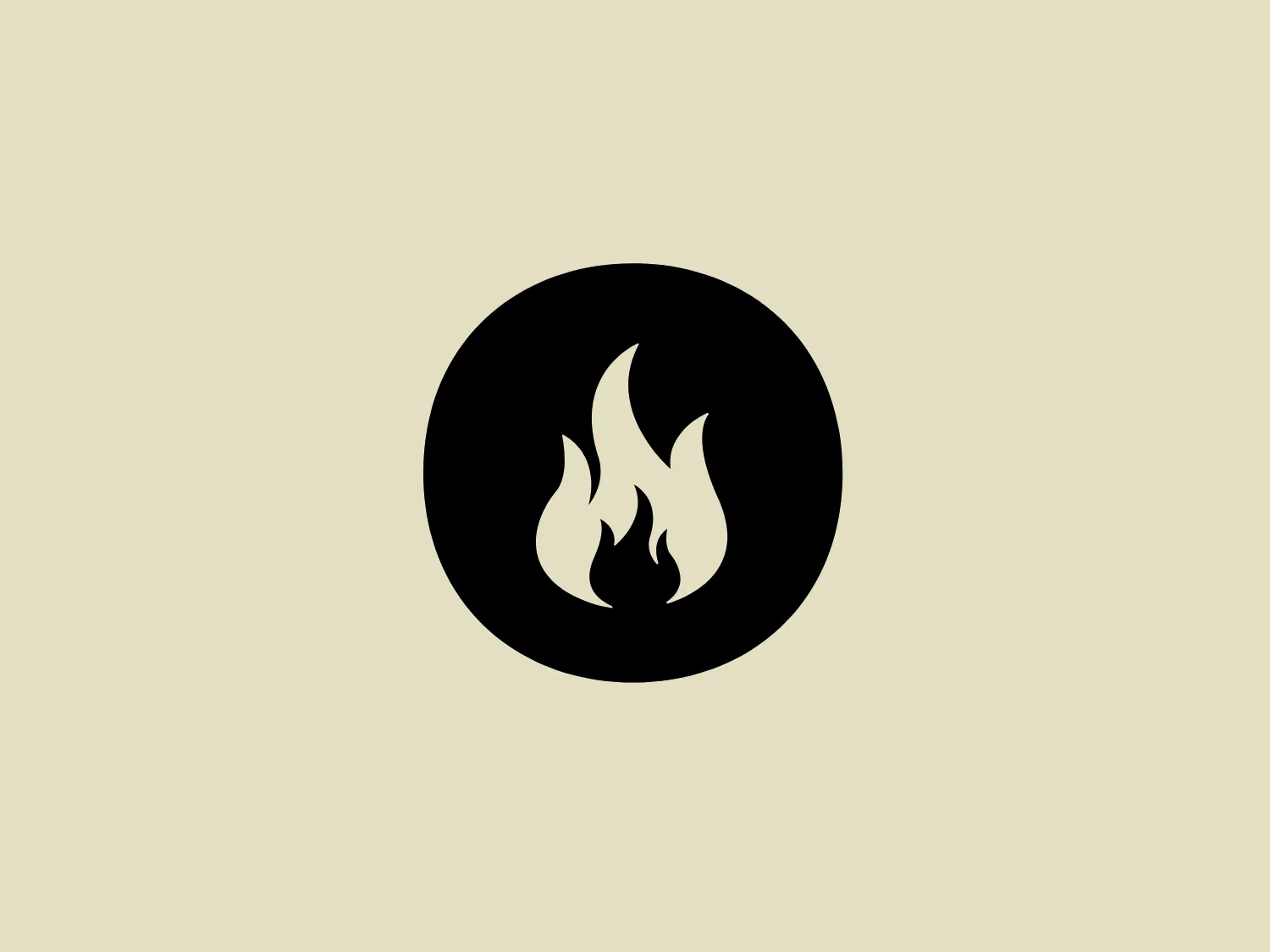 The Hot Press logo showcases a stylized flame icon in white, enclosed within a solid black circular background. The flame is composed of three smooth, teardrop-like shapes with pointed tips, creating a sense of movement and energy. The bold two-tone color scheme makes the flame prominently stand out against the dark backdrop, giving the logo a minimalist and modern look.