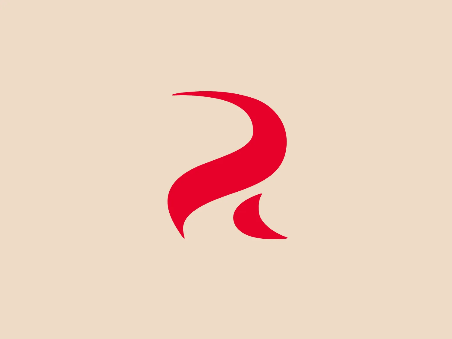 The Rovio logo is a dynamic, flowing, abstract shape with a bold red color that exudes movement and energy. Its minimalistic design features smooth curves and a tapered tail that loops around to create intriguing negative space. This shape could be interpreted as an artistic representation of a letter or a flame, conveying a sense of passion, speed, or transformation. The vibrant red color pops against a neutral background, enhancing its modern and sleek aesthetic.