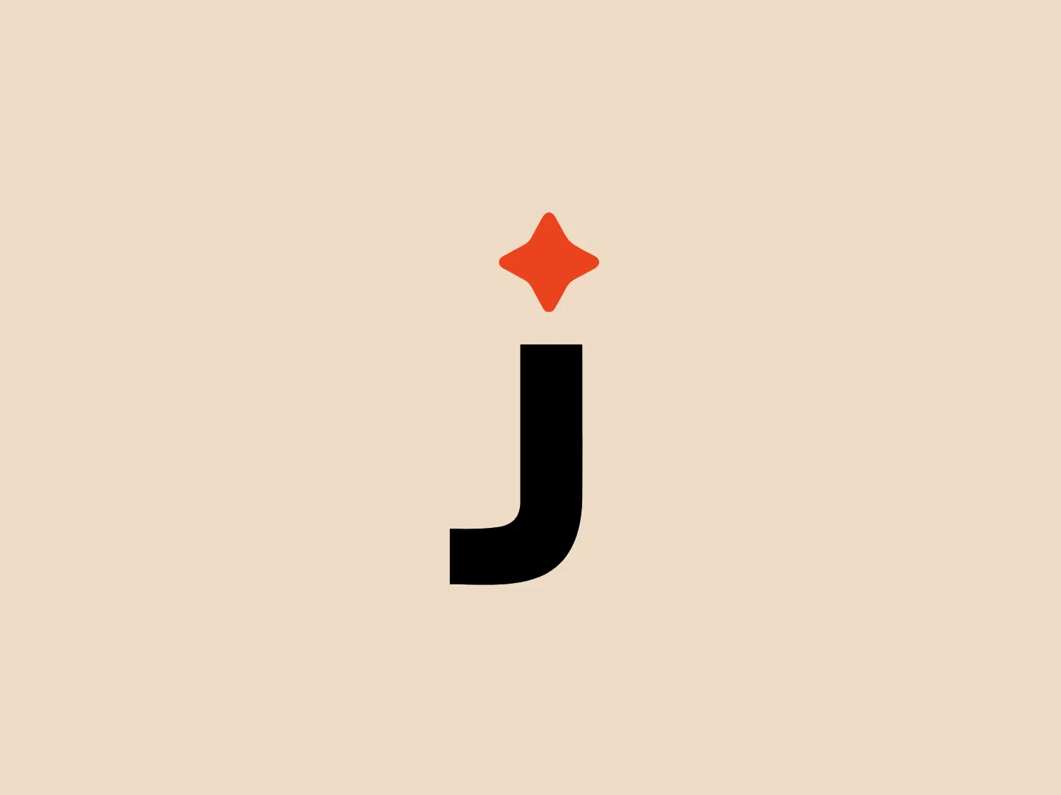 The Jungo Lighting logo features a bold, black letter 'J' in a modern sans-serif font, creating a strong and clear aesthetic. The absence of the ascender in the 'J' gives it a distinctive look. A small, bright orange star adorns the upper right corner, adding a playful touch and suggesting excellence. The minimalistic design, stark color contrast, and playful star create a memorable visual identity.