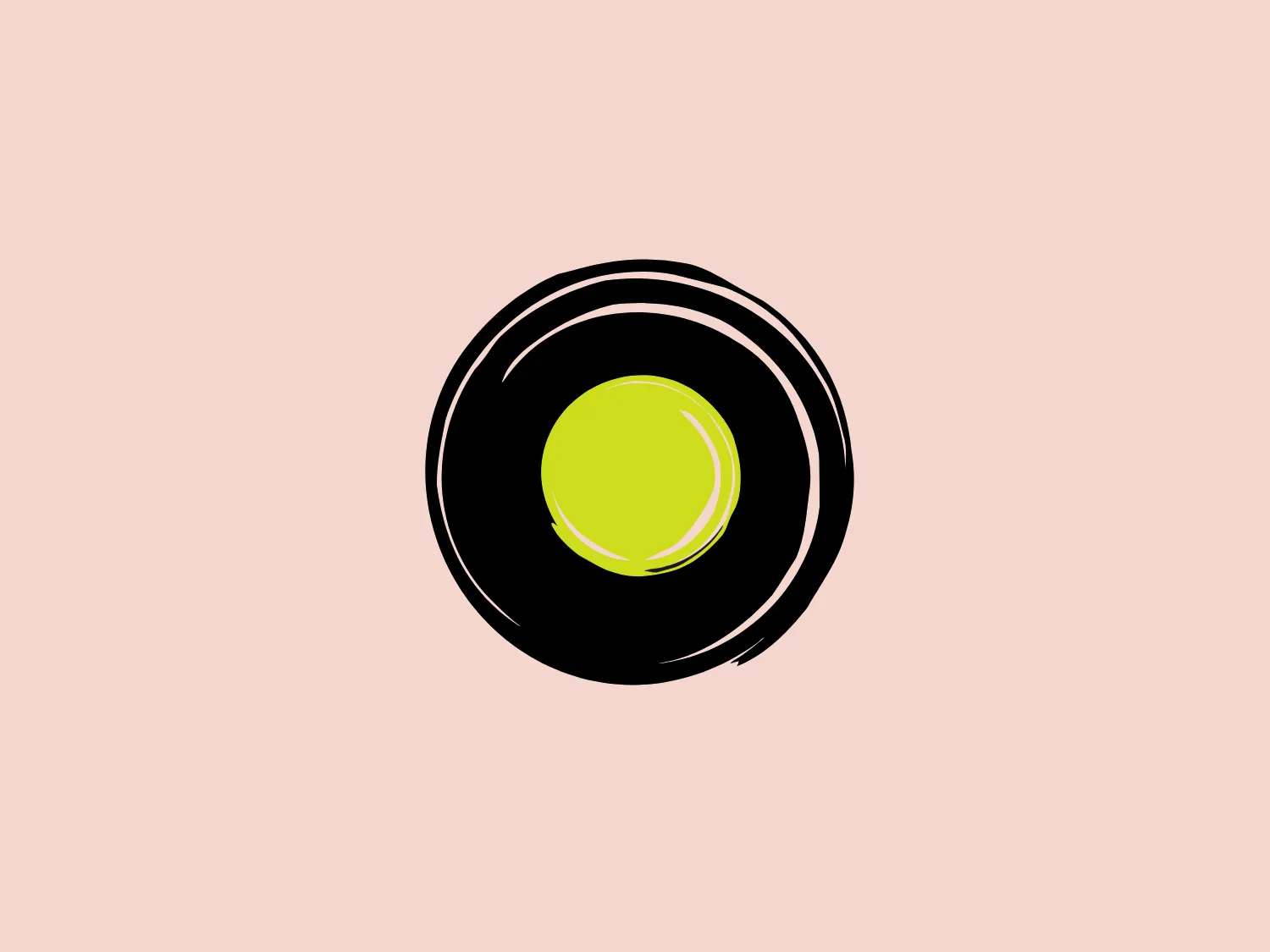 The Ola logo showcases a stylized depiction of a yellow-green circle at the center, reminiscent of a luminous orb or a simplified abstract representation of the sun. This central circle is ensconced within a larger black ring, which in turn is surrounded by a halo of dynamic black brush strokes, giving it an energetic and artistic flair. The contrast between the yellow-green and black is stark, lending the Ola logo a bold and modern look. The design feels both organic and digital, with a touch of movement implied by the brush strokes.