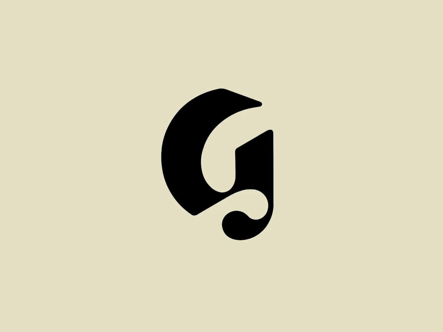 The logo presented is a stylized letterform that appears to represent the lowercase letter "g." It features a bold, modern design with smooth, flowing lines that curve around to form a distinctive, abstract shape. The main element of the Glossier logo is a solid black with clean edges, emphasizing its minimalist aesthetic. The logo's smooth curves and lack of additional embellishment suggest a sleek, contemporary brand identity.