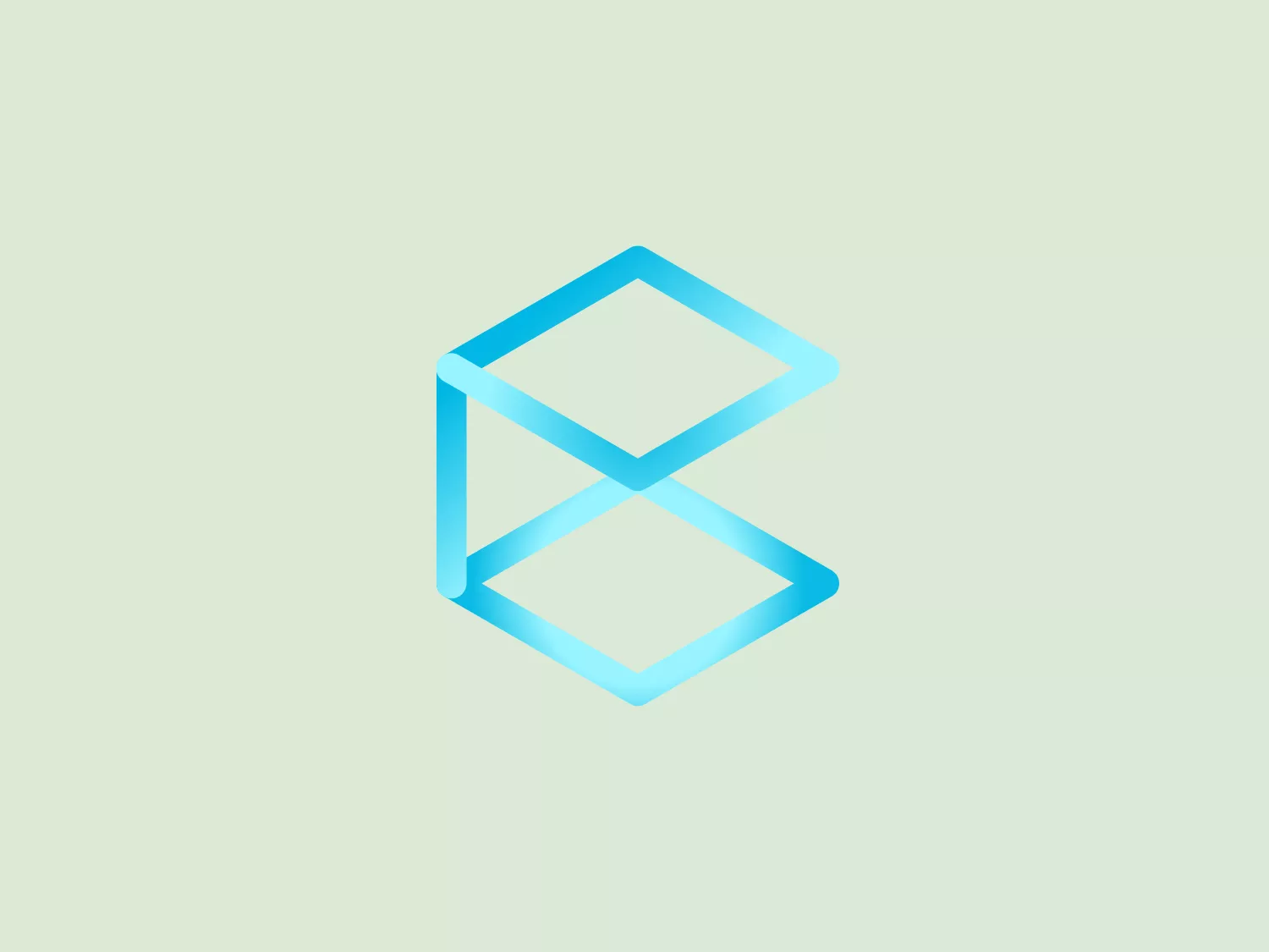 The Cube Analytics logo features two interconnected, three-dimensional rhombus shapes in various shades of blue, creating the illusion of a crystal or 3D cube. The design exudes a modern, high-tech aesthetic and a sleek, professional feel through its clean, minimalist look and effective use of gradients. A soft shadow beneath the figure adds dimensionality to the logo.