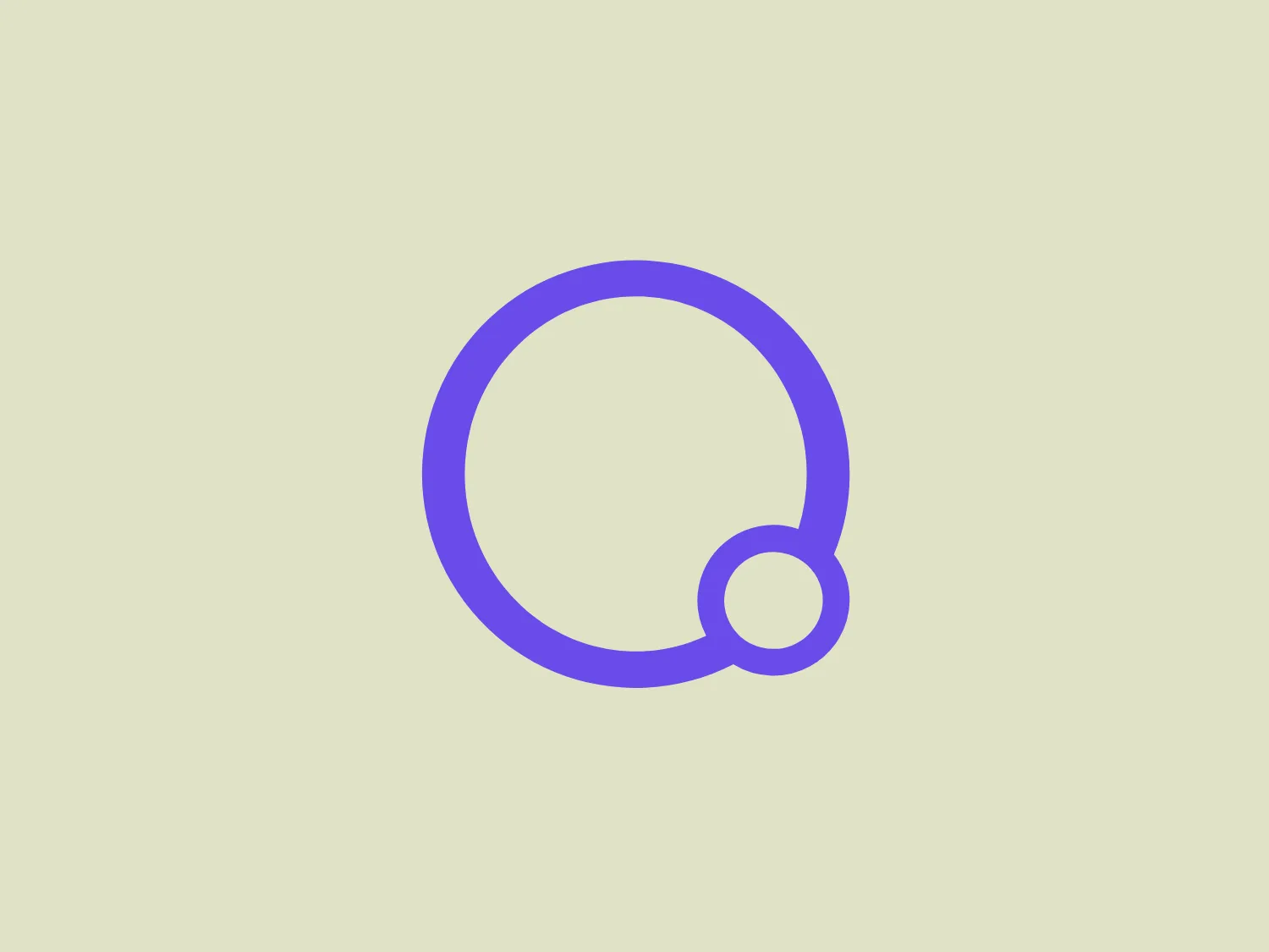 The Oxygen Builder logo features a simple and abstract design of a large circle connected to a smaller circle by a short, curved line. The overall shape somewhat resembles a stylized 'Q' or a loop with a tail. It is rendered in a flat, bright purple color, providing a modern and clean aesthetic. The absence of any internal detailing or gradients enhances its minimalist appeal, making it versatile for various applications.
