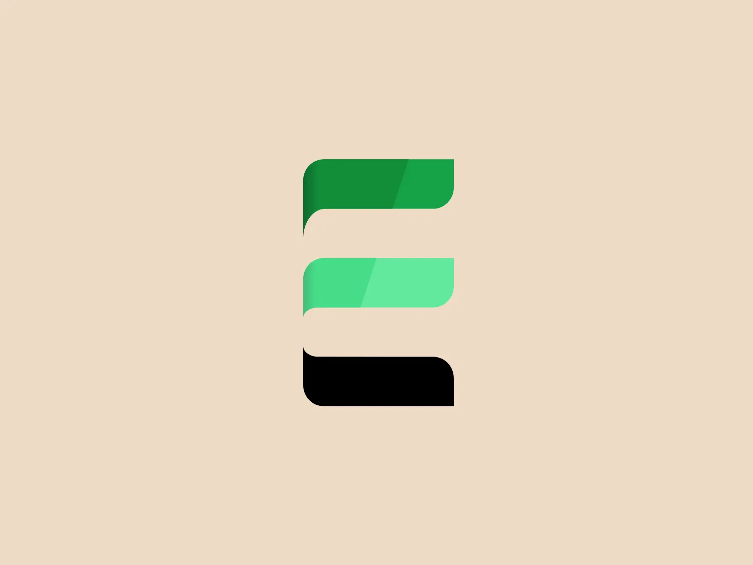 The Esusu logo in the image features a stylized letter "E" composed of three horizontal bars - with the top and middle bars in two shades of green, creating a gradient effect that transitions from a darker green on the left to a lighter shade on the right. The bottom bar is solid black. The "E" is represented in a modern, minimalistic style with clean, straight lines, and sharp corners, giving a sense of simplicity and contemporary sophistication. The bars are equally spaced, suggesting balance and uniformity within the design.