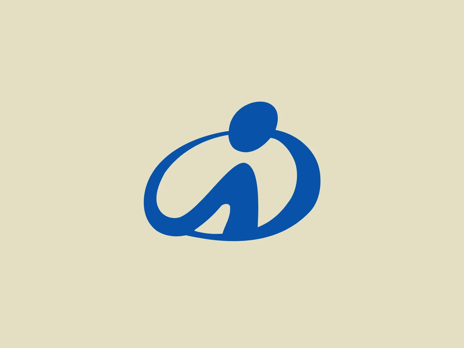 The Iseki logo is a stylized, abstract figure in a rich shade of blue, created with continuous flowing lines that convey a sense of motion and unity. It forms an incomplete circular shape, and the figure within appears to be in a sitting or crouching position, with its head bowed and arms embracing the knees. The design is simple, modern, and suggests themes of contemplation, protection, and inclusiveness. The use of negative space between the figure's arms and body creates an internal dynamic that adds depth to the design.