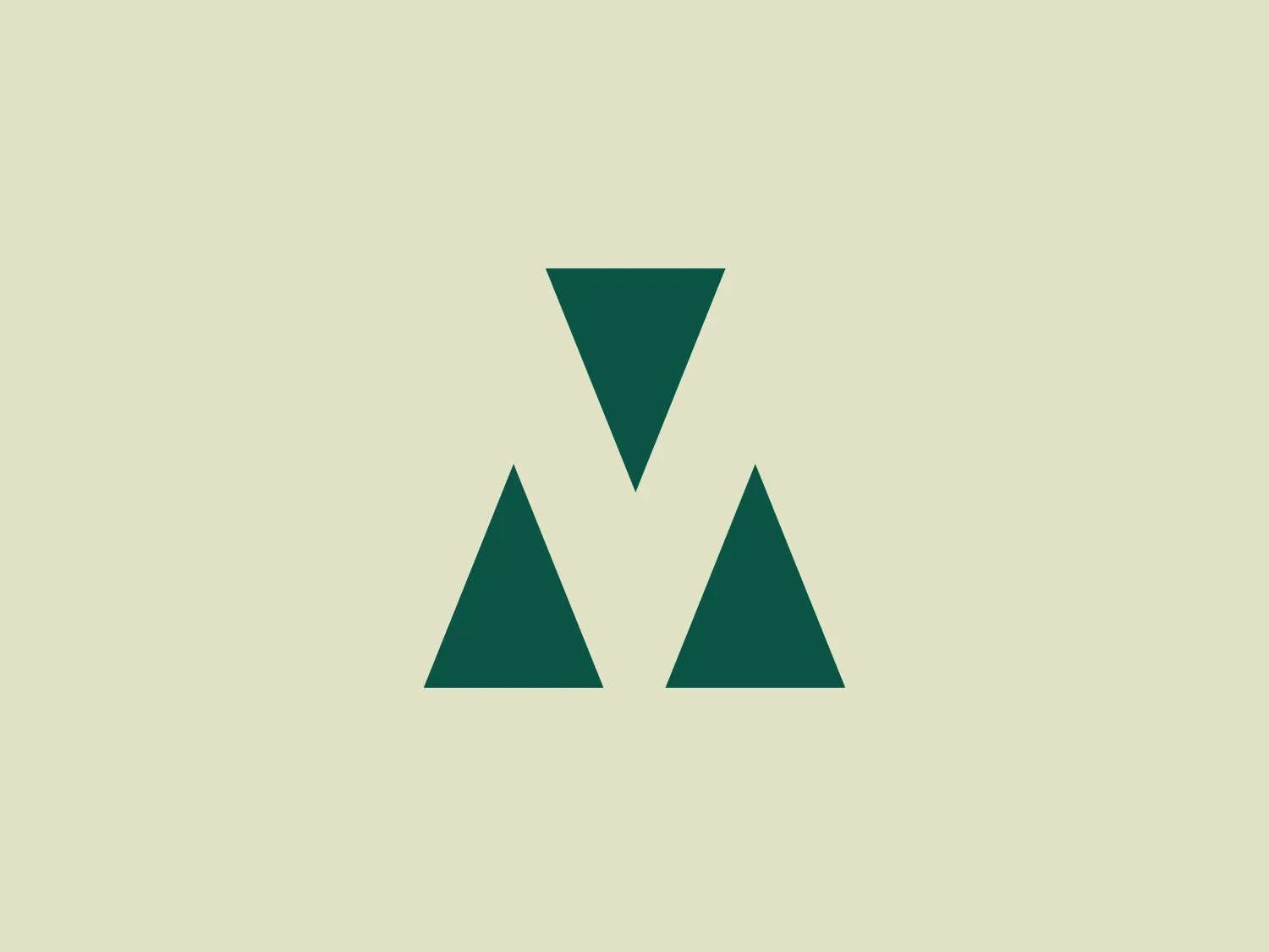 The Banca March logo features three identical triangles arranged in a symmetrical layout. Two triangles are placed at the bottom with their bases aligned, while one triangle sits atop, pointing upwards, creating a balanced, triangular composition. The color of the triangles is a deep forest green, which conveys a sense of growth, stability, and nature. The design is minimalistic and modern with its use of simple geometric shapes and lack of additional embellishments. This makes the logo versatile and easily recognizable.