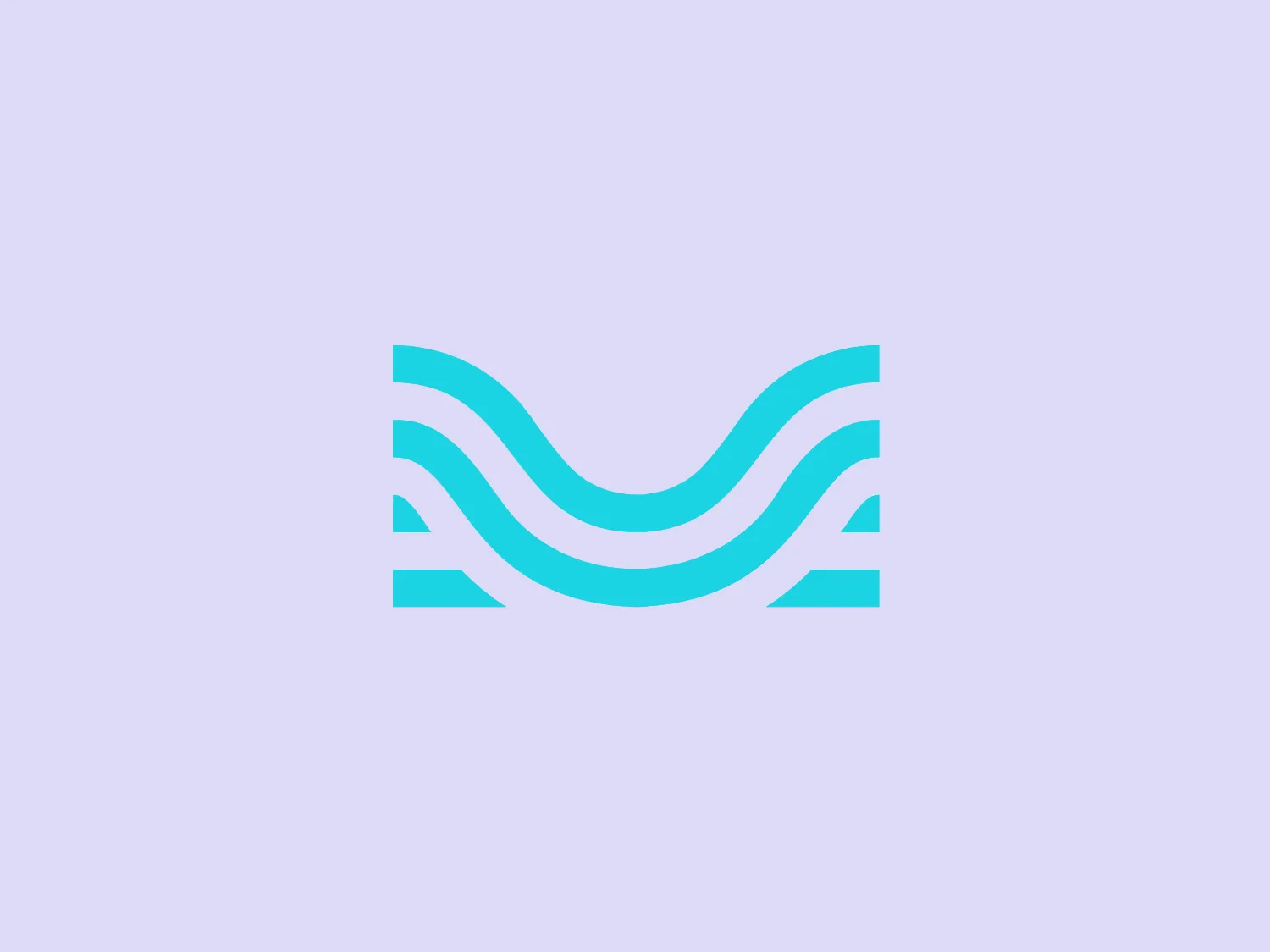 The Moises AI logo is a modern and minimalistic design featuring three wave-like curves that undulate symmetrically, forming a pattern reminiscent of water waves or audio frequencies. Rendered in a vibrant turquoise color, the shapes are clean with rounded edges, conveying a sense of softness and approachability.