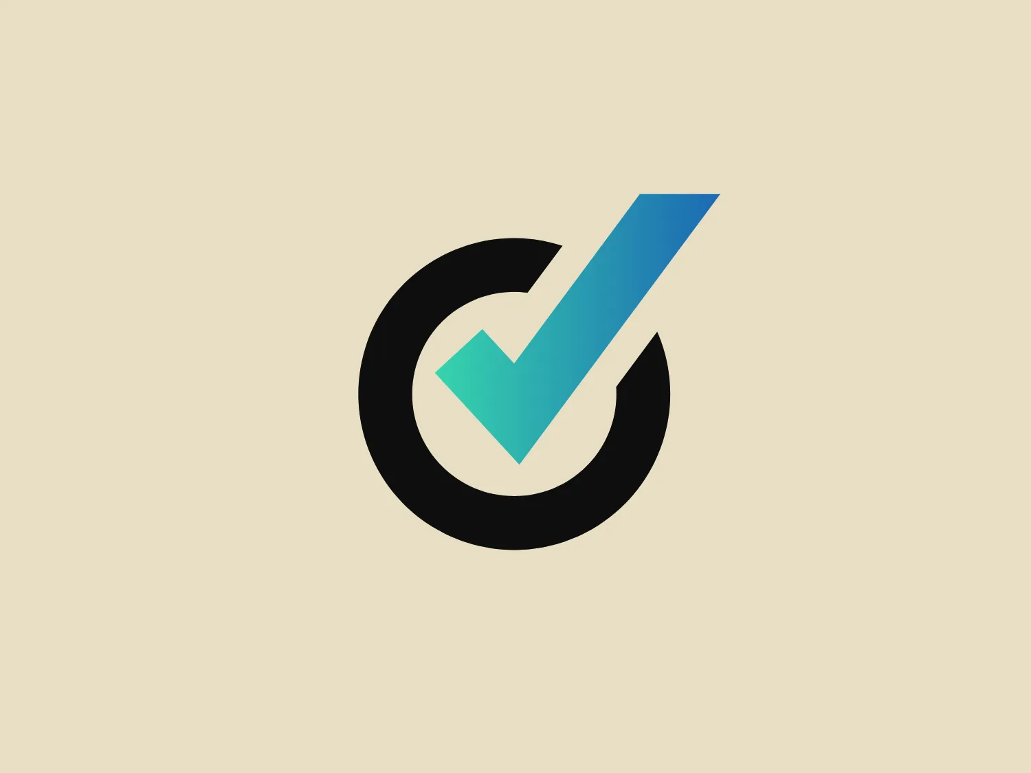 The Bonify logo showcases a sleek black circle in motion, possibly rotating, with an open top left area. Within this opening, a blue check mark emerges, fitting neatly into the center void. The gradient of the check mark's blue color adds depth, and the overall modern and clean aesthetic, along with the color scheme, conveys professionalism and reliability. The logo would be complemented by a light and neutral background.