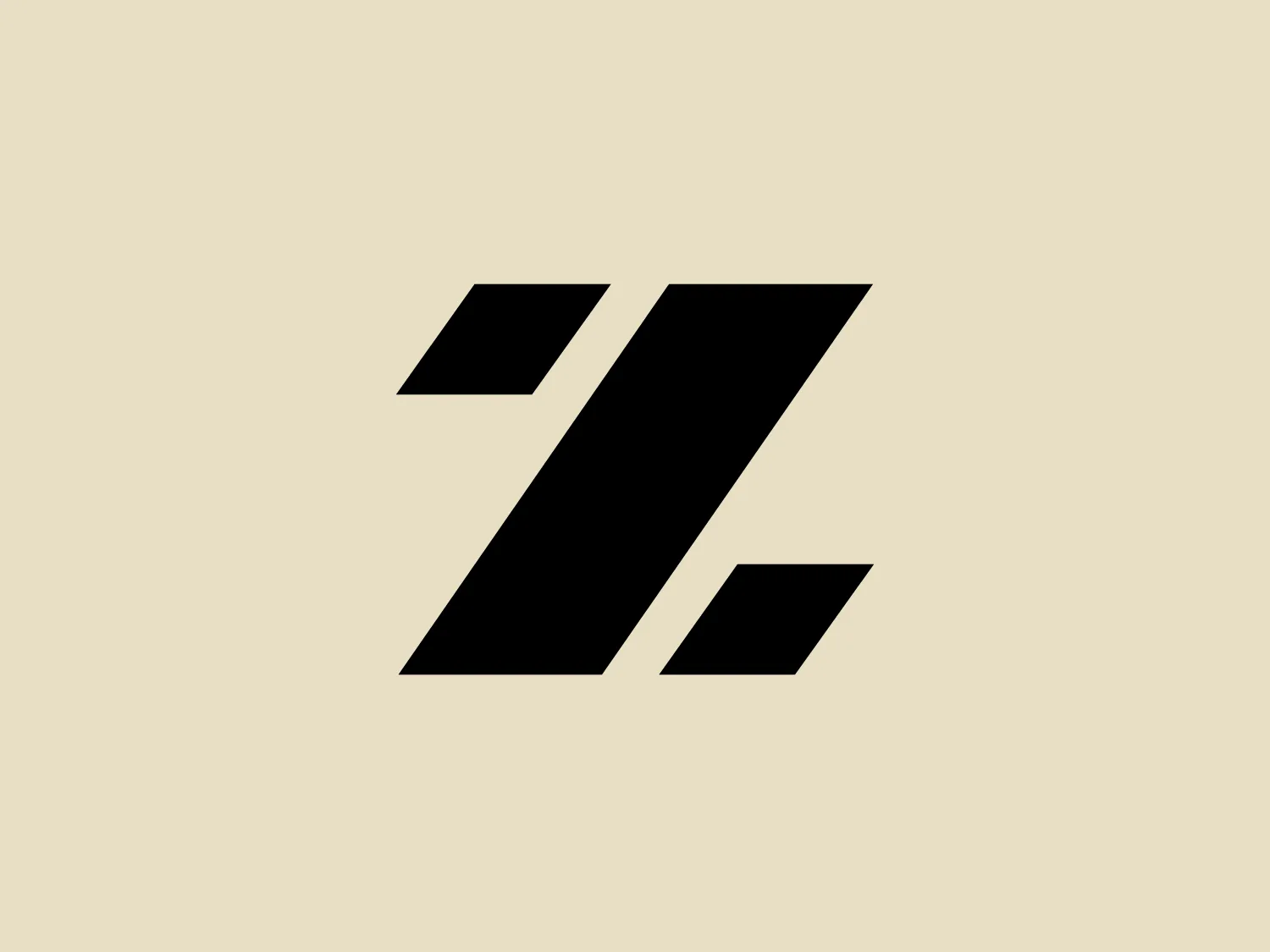The Zeal Optics logo features a dynamic and modern stylized letter "Z" in bold black, composed of four separate parallelograms that create a three-dimensional illusion, suggesting forward movement and energy. The sharp angles and sleek aesthetic convey cutting-edge technology and innovation, with the negative space within the parallelograms enhancing the logo's geometric quality.