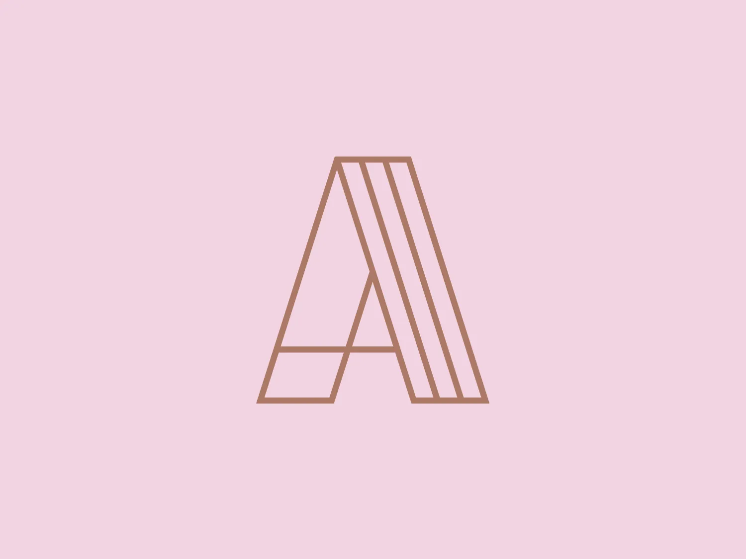 The image showcases the Alphonse brand's minimalistic and modern logo, featuring a stylized letter "A" with a geometric design. Constructed using several lines, the "A" creates a sense of depth and dimension, playing with optical illusions to highlight the letter's shape and the negative space within and around it. The monochromatic light brown color adds an elegant and sophisticated touch to the logo, making it stand out. Consider a background that complements the logo without overpowering it.