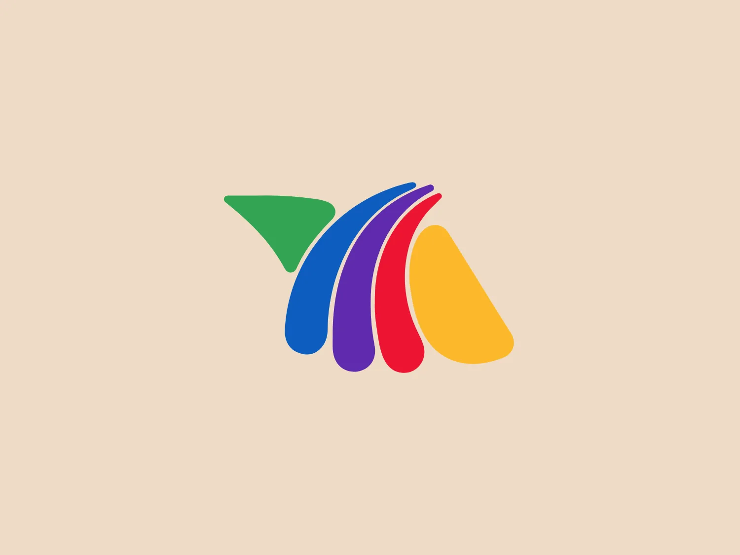 The TV Azteca logo features an abstract design composed of a collection of swooshes that resemble a dynamic, flowing form. Starting from the left, a solid green triangle points to a series of curves in blue, red, purple, and yellow, each color's swoosh overlapping the next, creating a sense of motion and harmony. The colors are vivid and create a playful, energetic feel. The curvaceous shapes suggest forward movement and could symbolize progress, change, or speed. The design has a modern and stylized aesthetic with a clean and minimalist appeal. Given the vibrant colors of the TV Azteca logo, a neutral background would enhance its visibility.