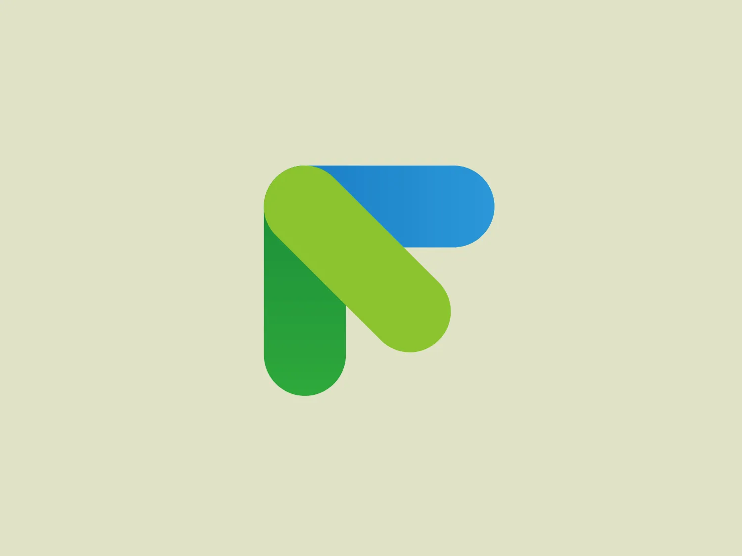 The Fingercheck logo consists of a stylized, abstract letter that resembles an arrowhead or a swiftly moving object. The design is composed of two shapes: one is a bold, curved stripe in a shade of green, and the other is a similar shape in blue, both with slightly rounded corners. The two shapes overlap in a harmonious manner, giving the impression of dynamism and forward motion. The aesthetic is modern and minimalist, with a sense of fluidity and agility suggested by the contours and the overlap of the two elements.
