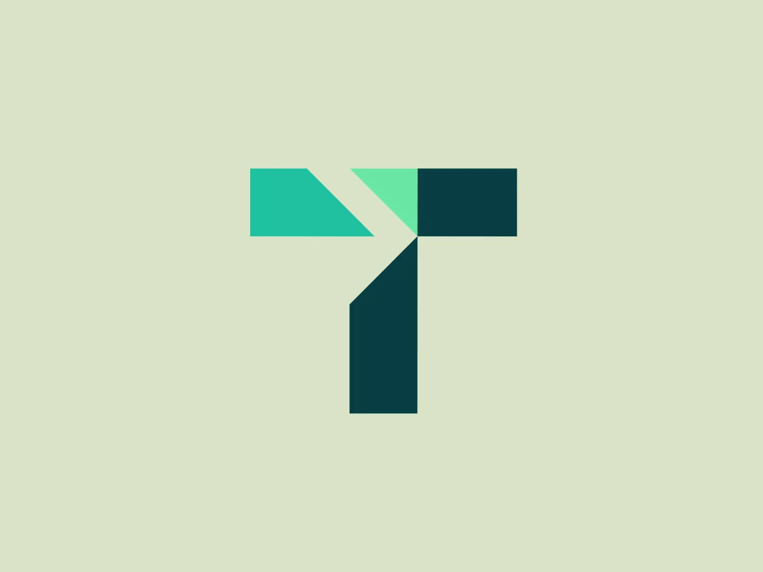 The TailorCare logo is an abstract, geometrically stylized capital letter "T" composed of various shapes and shades. It features a large, dark teal, vertical rectangle that forms the base of the "T." This is intersected by two parallelogram shapes on the top left, one in a lighter teal and another in a medium teal shade, completing the crossbar of the "T." The design is modern and minimalistic, with clean lines and a sense of forward movement or progression given by the slant of the parallelograms. It has a professional and contemporary feel, suitable for technology or corporate branding.