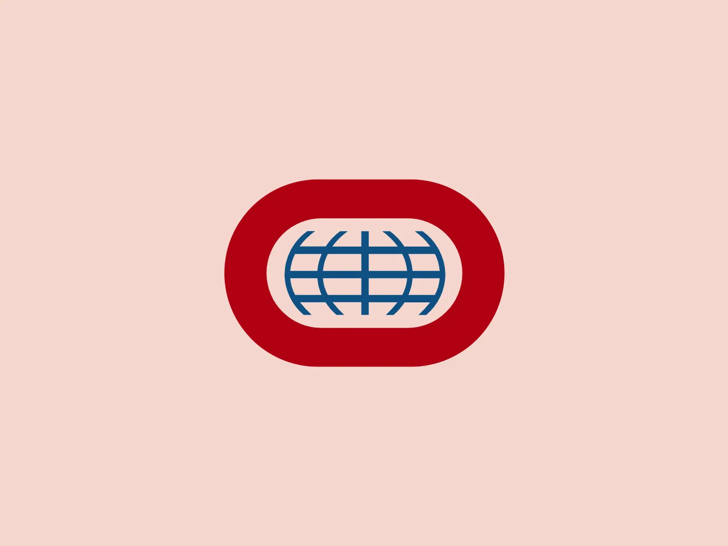 The Geo logo features a stylized representation of a globe with meridian and parallel lines in dark blue, enclosed within an oval-like shape. The globe sits centered on a bright red background with a pill-like or rounded rectangular shape, having smoothed, slightly elongated edges. The overall design aesthetic is clean and modern with a limited color palette, allowing the emblem to be easily recognizable and versatile. The logo's use of red and blue is reminiscent of traditional corporate colors, suggesting reliability and global reach.