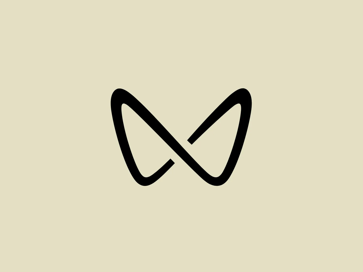 The Mahindra Electric SUV logo features a minimalistic, symmetric design with stylized, interlocking arcs forming a shape reminiscent of a butterfly or a bowtie. The use of bold black lines against a white background creates a strong visual contrast, enhancing the logo's modern and elegant appeal. The arcs have tapered ends, adding to the dynamic nature of the design. Given its simplicity and monochrome color scheme, the logo stands out against a subtle background without overpowering it.