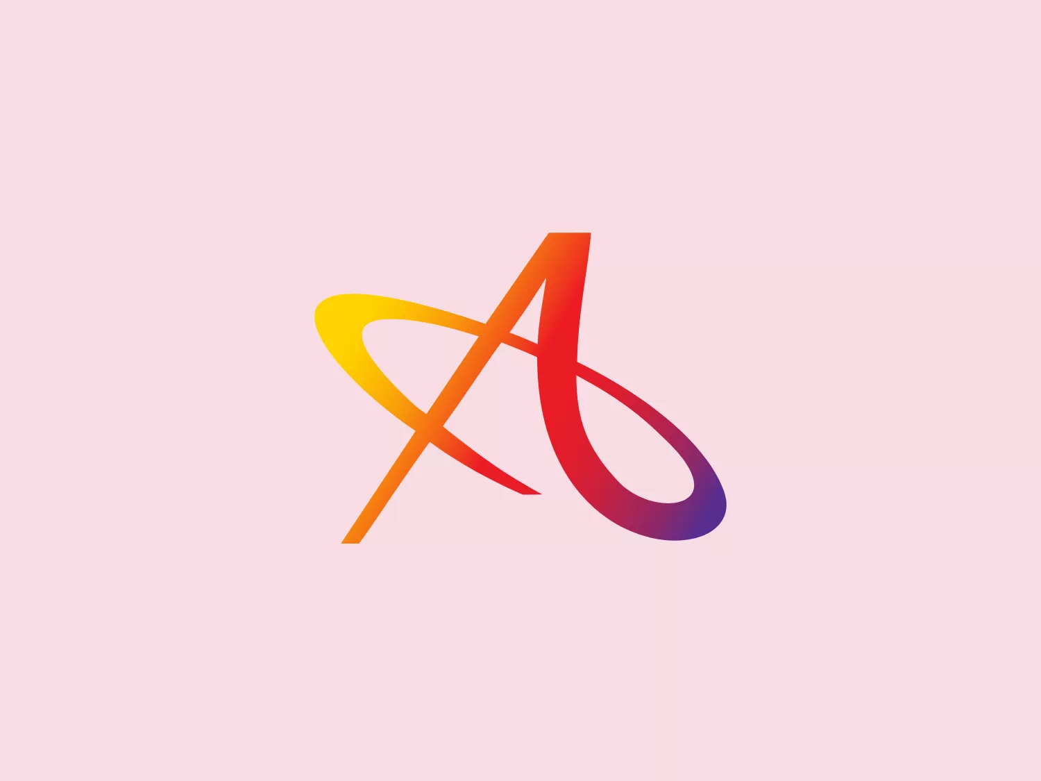 The Allegra logo features a stylized letter 'A', with the crossbar extending beyond the letter's structure and looping around to overlay part of the vertical stroke, creating a sense of motion and continuity. The colors transition smoothly from warm red at the top to rich purple at the bottom, passing through orange and yellow in between, exhibiting a vibrant gradient effect, imparting an energetic and modern feel to the design. The absence of any solid encapsulating shape gives the logo a free and open aesthetic.