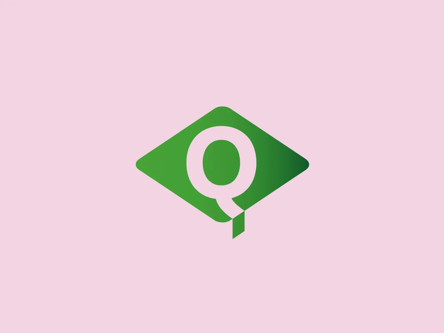 The Quality Assurance Agency's logo showcases a stylized white letter 'Q' at the center of a green diamond shape with softly rounded corners. The 'Q' incorporates a magnifying glass design within its tail, extending to the bottom right, symbolizing a focus on searching or inquiry. The modern and bold font imparts a clean and contemporary aesthetic. The overall design is simple yet clever, with a clear message implied by the magnification motif. The green color evokes growth, freshness, and a connection to nature or eco-friendliness.