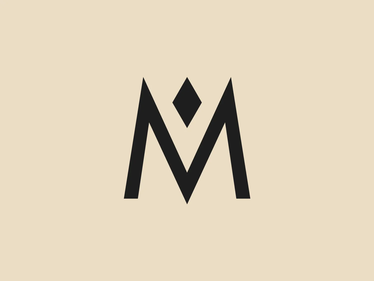 The Historisches Museum Frankfurt logo features a bold and bright red, stylized, geometric representation of the letter "M". The design incorporates sharp angular shapes, two ascending diagonal lines, a horizontal line, and a diamond shape crowning the center. The aesthetic is modern and minimalistic, with a solid, monochromatic color scheme, emphasizing simplicity and strength, while communicating a sense of stability and balance through its symmetrical form.