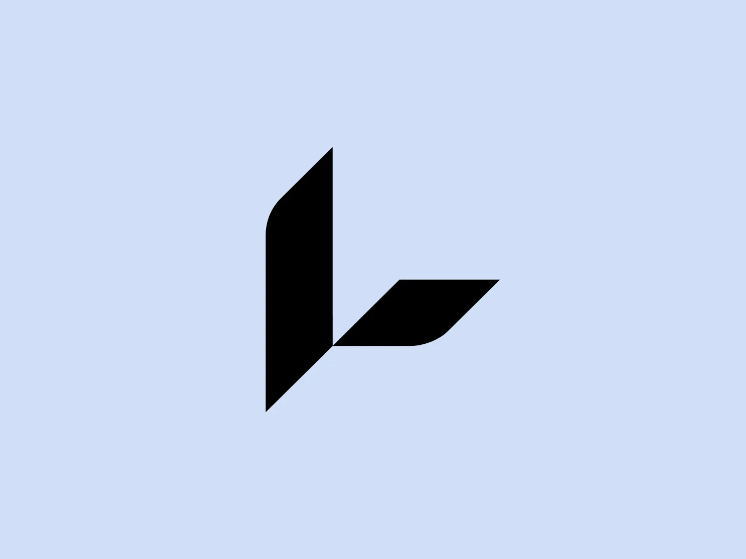The image depicts a minimalist logo characterized by a stylized, abstract geometric figure. It is composed of two black shapes that form a sleek, right-angled design, reminiscent of a stylized letter 'L' or a boomerang. The first shape is a vertical rectangle with a pointed tip extending towards the bottom, while the second shape is a horizontal parallelogram that extends to the right, creating a sense of motion or direction. The use of bold black against a white background gives the Lenus logo a strong contrast, emphasizing its modern and clean aesthetic. The sharp angles and pointed ends contribute to a dynamic and cutting-edge feel.