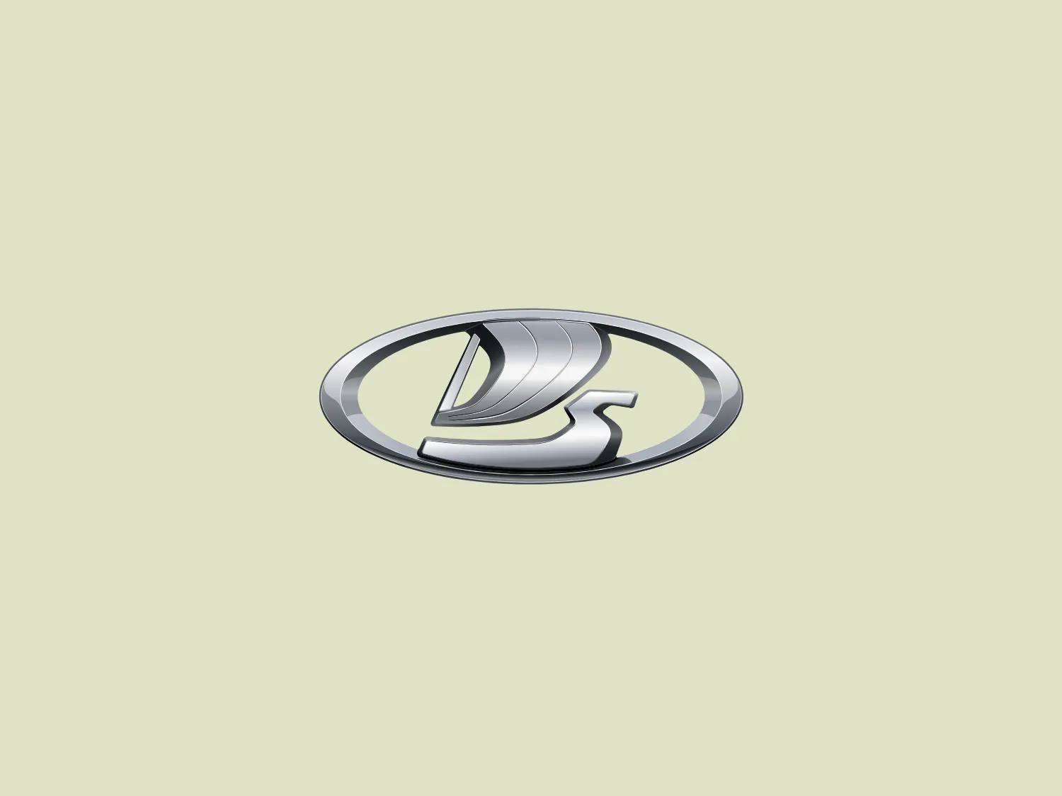 The Lada logo showcases a stylized, abstract shape inside an oval. The design utilizes gradients of silver and chrome, creating a sleek metallic appearance with hints of reflection, imbuing a sense of luxury and technology. The smooth curves and flowing lines of the abstract shape convey motion and modernity, encapsulated by the oval frame for a professional finish. Despite a monochromatic palette, the interplay of light and shadow adds depth and dimension to the emblem.