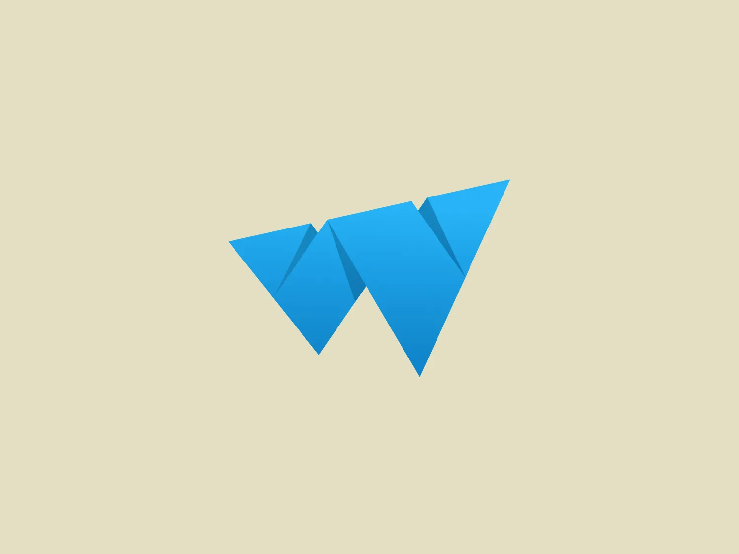 The WeaveUp logo presents a stylized letter "W" composed of three overlapping geometric shapes resembling paper planes or origami figures. Each shape bears a gradient of blue, ranging from a light, almost sky blue, at the top edges to a deeper shade of blue at the points, where they converge and overlap. The design aesthetic is modern and minimalistic, suggesting movement, precision, or technology. The simplicity of the design ensures versatility across various media.