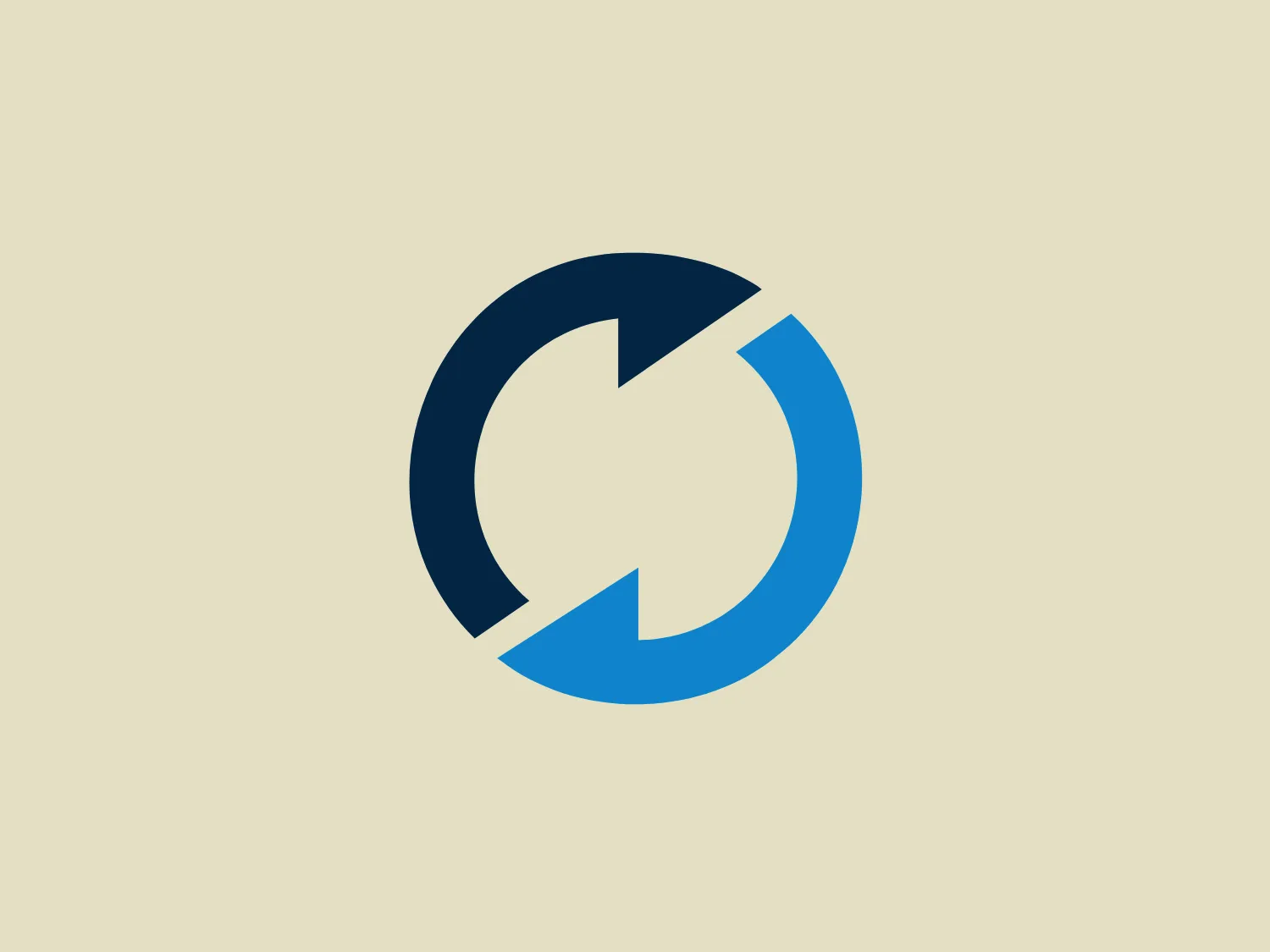 The Air Brake Company Holland logo is a circular design with a stylized arrow pointing counter-clockwise. The arrow is segmented into three distinct parts that are intertwined, conveying a sense of motion or progress. The design uses two shades of blue; a deep navy and a brighter blue which creates a contrast that adds to the dynamic feel of the logo. There is a modern and professional aesthetic to the design through its use of clean lines and simplicity. A suitable background color that would complement this logo and maintain its professional and sharp look would be a light, neutral tone that does not compete with the two blues.