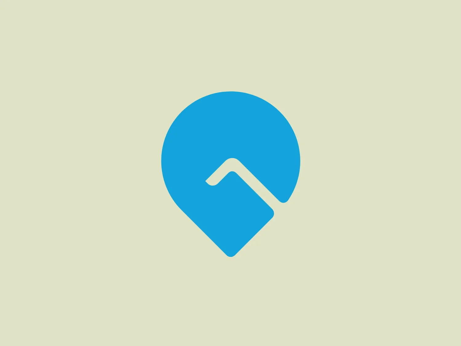 The logo of GIG Car Share features a minimalist, bright blue abstract mark that resembles a combination of a map pin and a mountain peak. It employs a flat design aesthetic with no gradients, shadows, or 3D effects. The top part of the shape curves inward, forming a negative space that signifies the mountain peak, while the bottom part extends into a point, suggesting the function of a location pin. This contemporary logo could represent exploration, adventure, or location-based services.