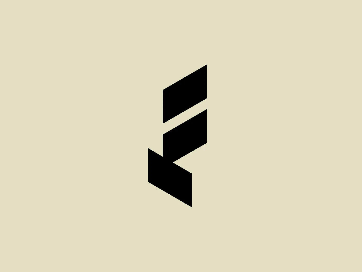 The Logo displays a monochromatic, abstract design featuring geometric shapes that form a stylized letter 'E', resembling stacked cubes or steps to create a 3D effect. The black logo uses negative space to enhance the three-dimensional illusion and exudes a modern, minimalistic aesthetic that could be associated with a tech or architectural company, reflecting its structured and angular form.