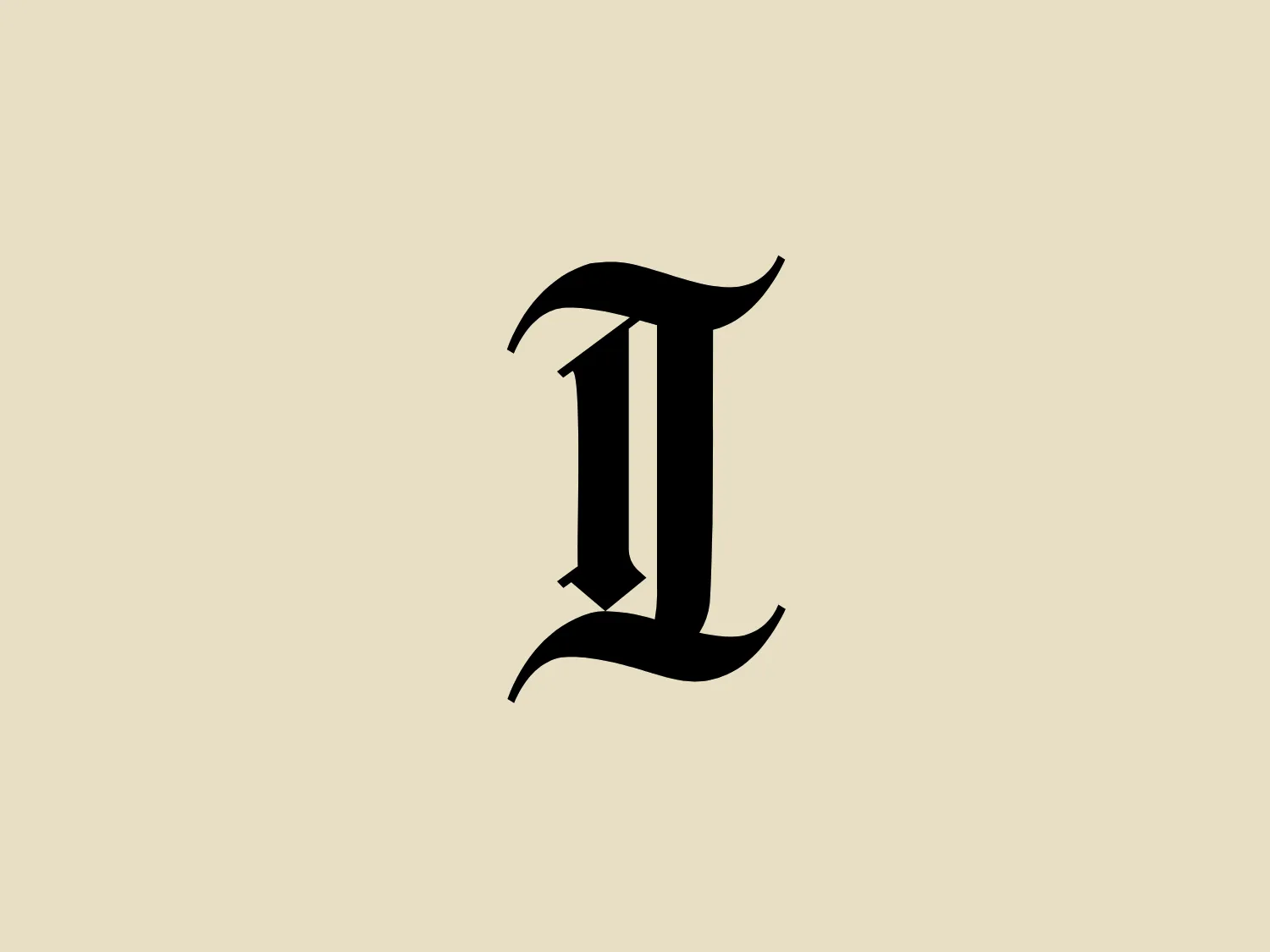 The Philadelphia Inquirer logo features a stylized letter "L" in a bold, serif font. The "L" is characterized by thick and thin strokes creating a modern feel, with elongated serifs and graceful curves adding a dynamic and flowing element. The solid black color provides sharp contrast against a plain white background, creating a sophisticated and contemporary design.
