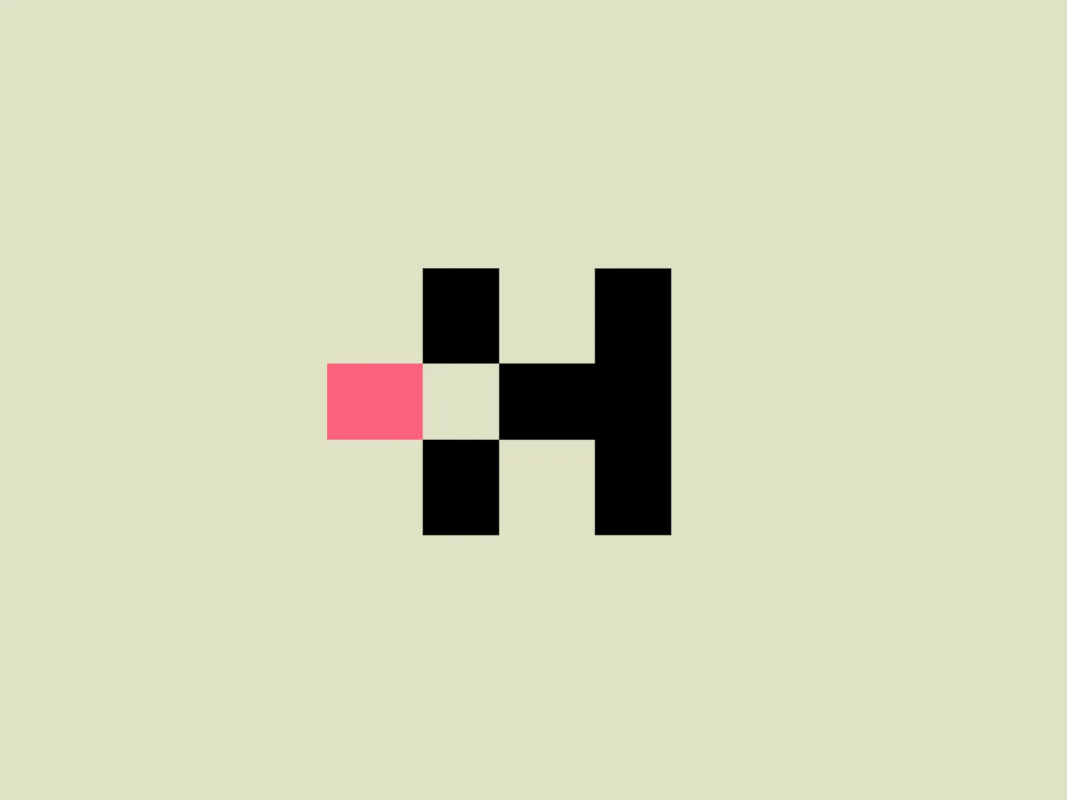 The logo for Hunters SOC features a stylized letter "H" created with thick black lines forming two vertical bars and a connecting horizontal crossbar. Additionally, a pink rectangle intersects the left vertical bar, adding a modern and minimalist flair. The high-contrast black and pink colors combine to give the design a bold and contemporary aesthetic. Given the colors used in the logo, a background that offers a subtle contrast while complementing the pink accent would be advisable.