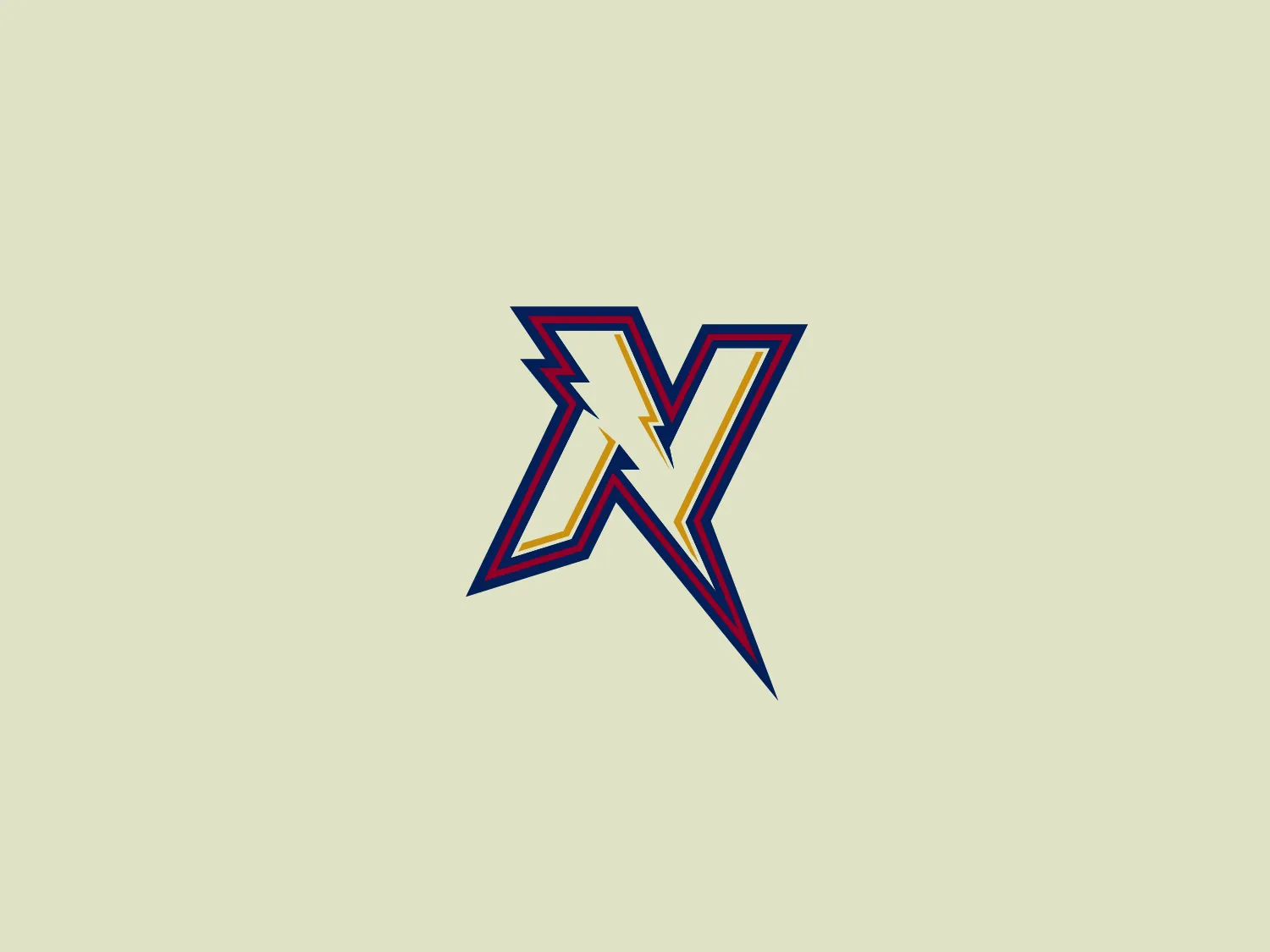 The Northwest Arkansas Naturals logo features a stylized letter "X" with sharp edges and dynamic angles, conveying a sense of energy and modernity. Its multiple layers create a striking contrast with a central white letter edged in yellow, red, and deep blue, giving the logo a 3D appearance and a pop of vibrancy. The overall aesthetic is bold and energetic, with the use of primary colors enhancing its visual impact.