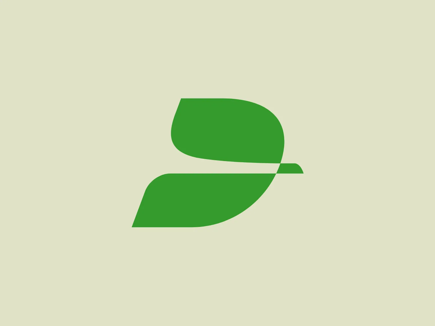The Dinar Líneas Aéreas logo features a stylized letter "S" composed of two leaf-like shapes in a vibrant green color. These green shapes are slightly asymmetrical, with one forming the top part of the "S" and tapering to a delicate point, and the other forming the bottom portion, thicker in the center and narrowing down at the ends. The overall design aesthetic is minimalist and modern, with the use of negative space between the two shapes creating the central part of the "S". This environmentally-inspired logo suggests themes of growth, nature, and sustainability. A soft, complementary background color would enhance its visibility and eco-friendly vibe.